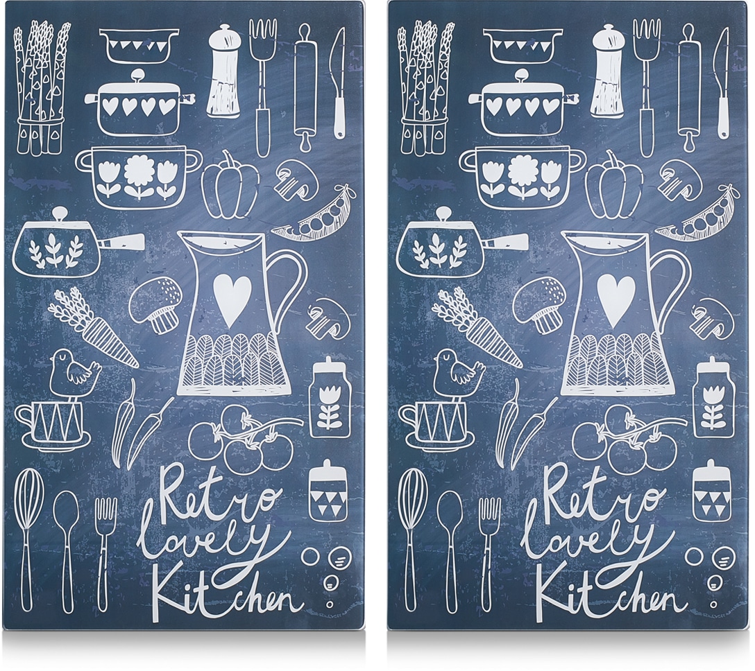 Zeller Present Schneide- und Abdeckplatte "Lovely Kitchen" 6 rutschfesten Elastikfüßen pro Platte