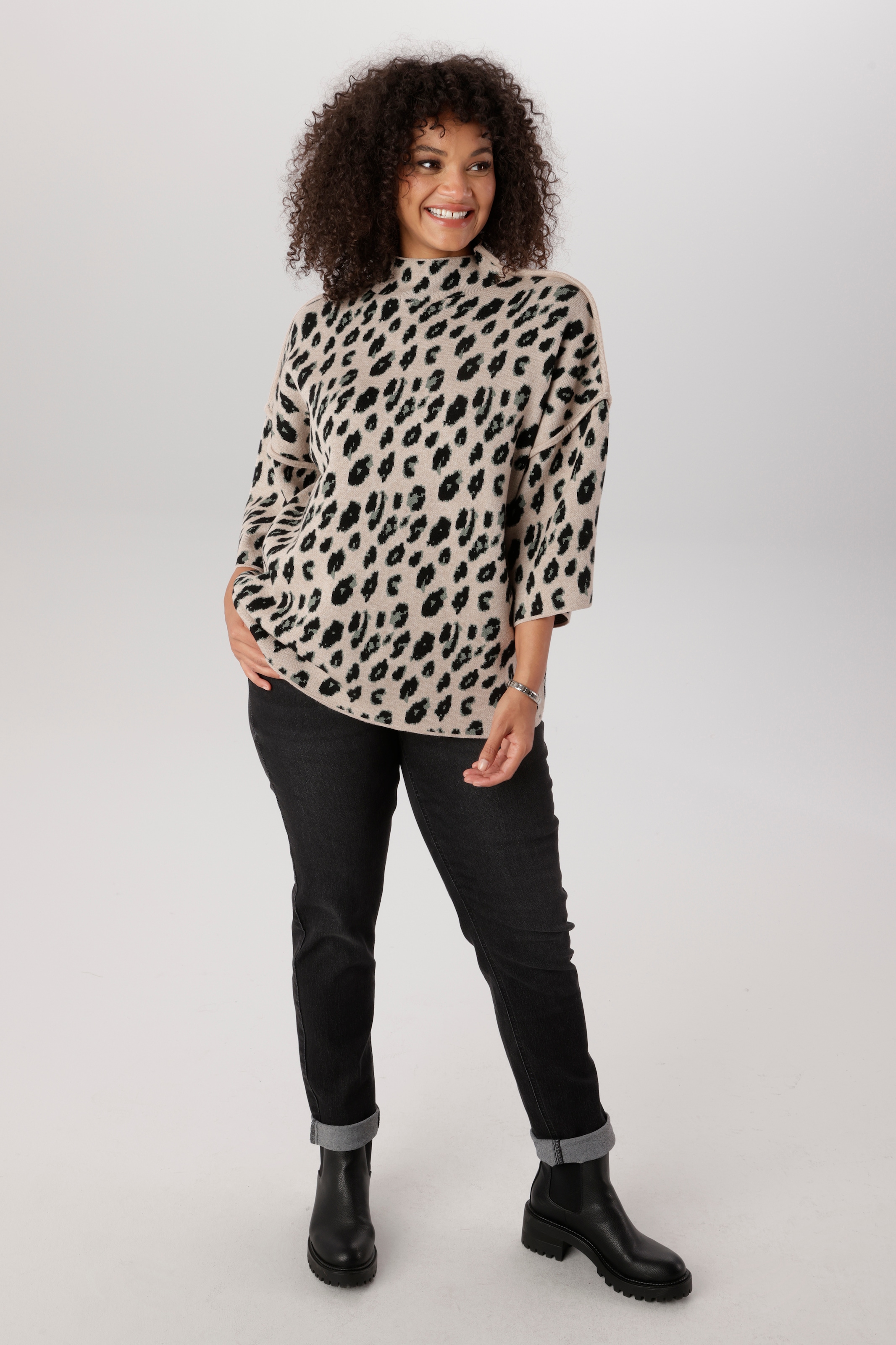 Aniston PLUS Strickpullover in trendigem Leodessin - NEUE KOLLEKTION