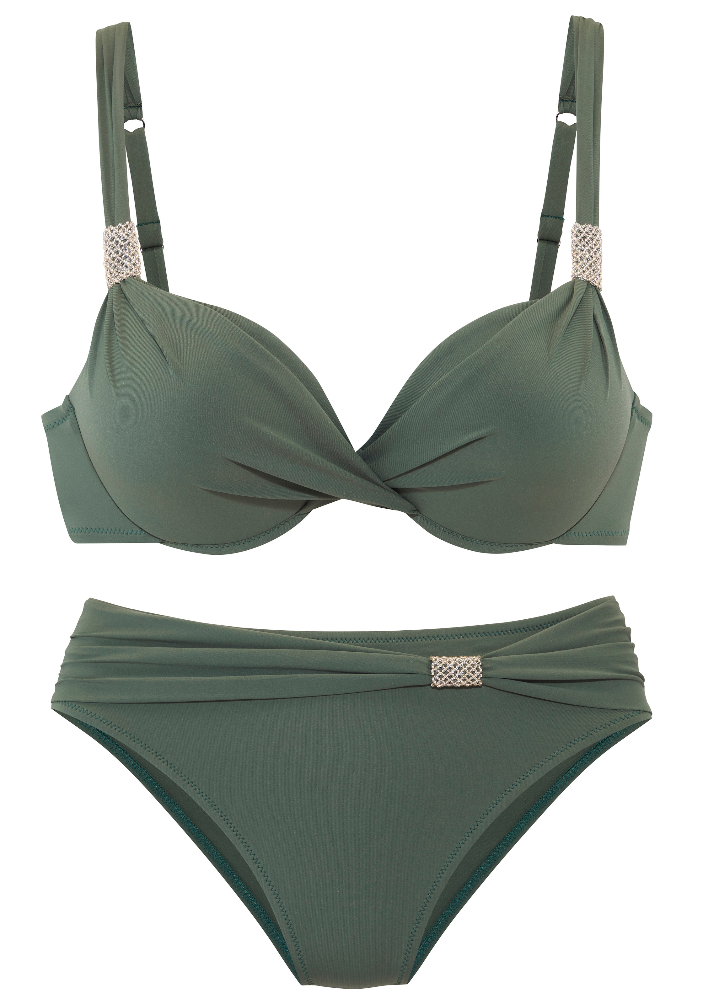 LASCANA Bügel-Bikini mit wattierten Cups und verschiebbarem Perlen-Accessoire