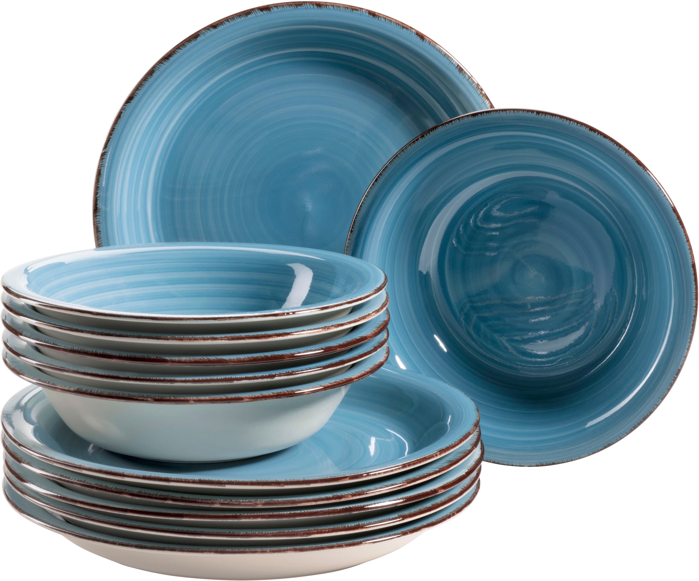 my home Tafelservice "Teller Set, Geschirr-Set Bel Tempo" rustikale Holzopt günstig online kaufen