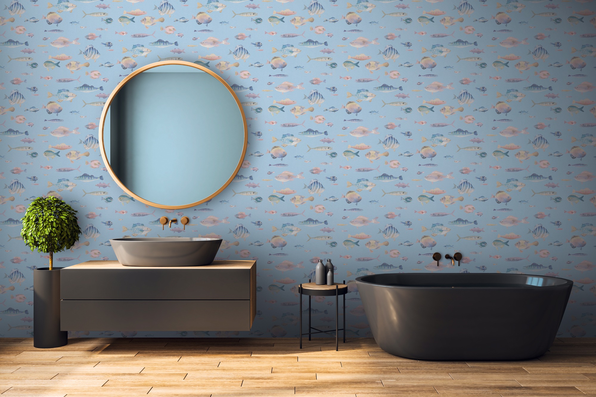 A.S. Création Vliestapete »PintWalls II Tapete mit Fischen Mustertapete mit Tieren Tiere«, matt, Vliestapete Kinderzimmer für Schlafzimmer Küche Wohnzimmer Fische Flur