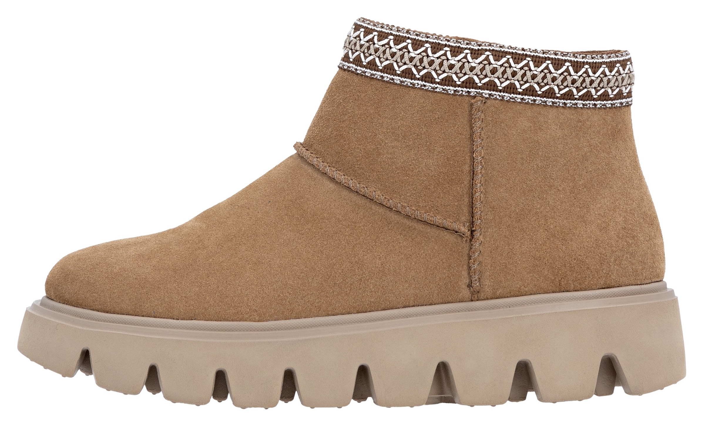 RIEKER Sport Winterboots  Plateauboots, Stiefelette mit Textileinfass im Ethno-Look