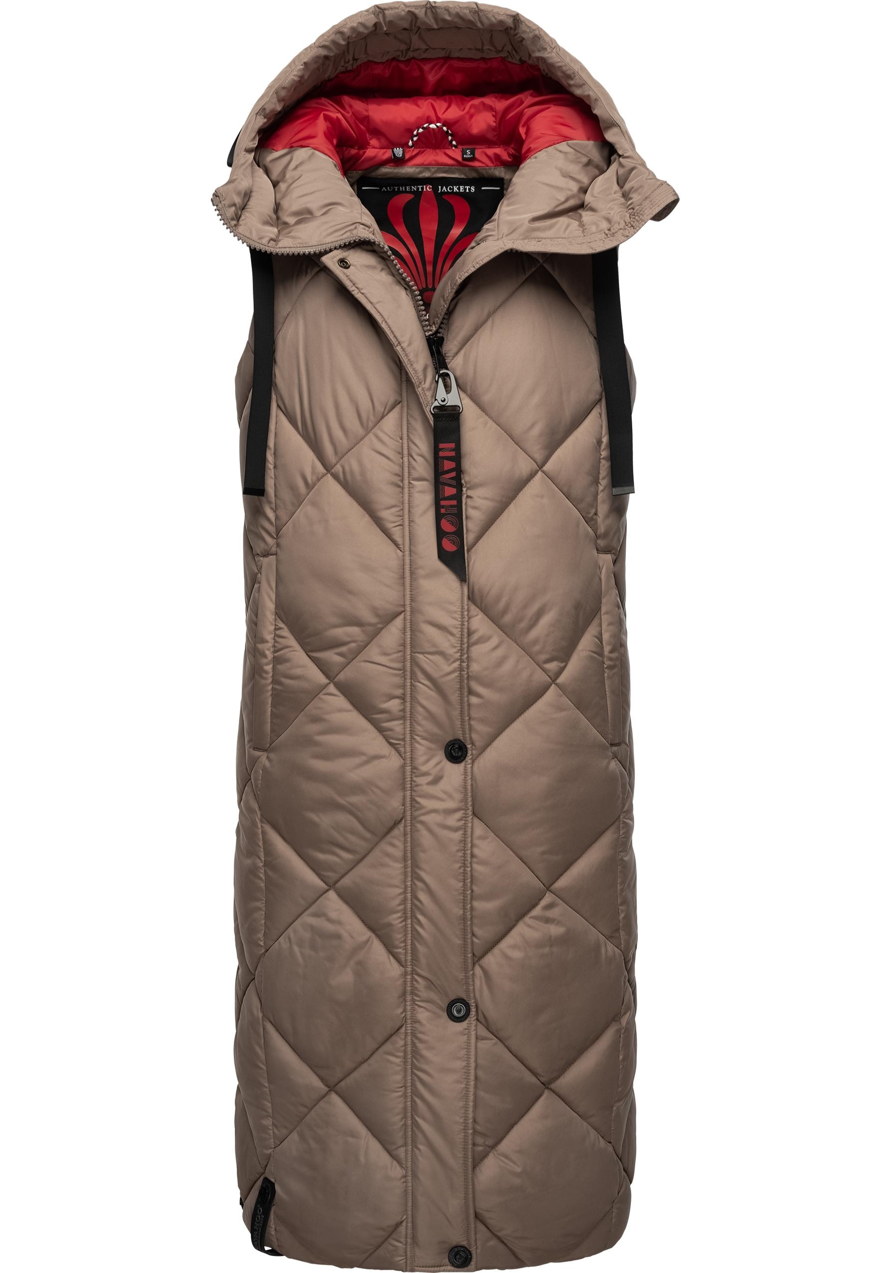 Navahoo Steppweste »Schnuckel«, warme Damen Outdoor-Weste lang mit Kapuze