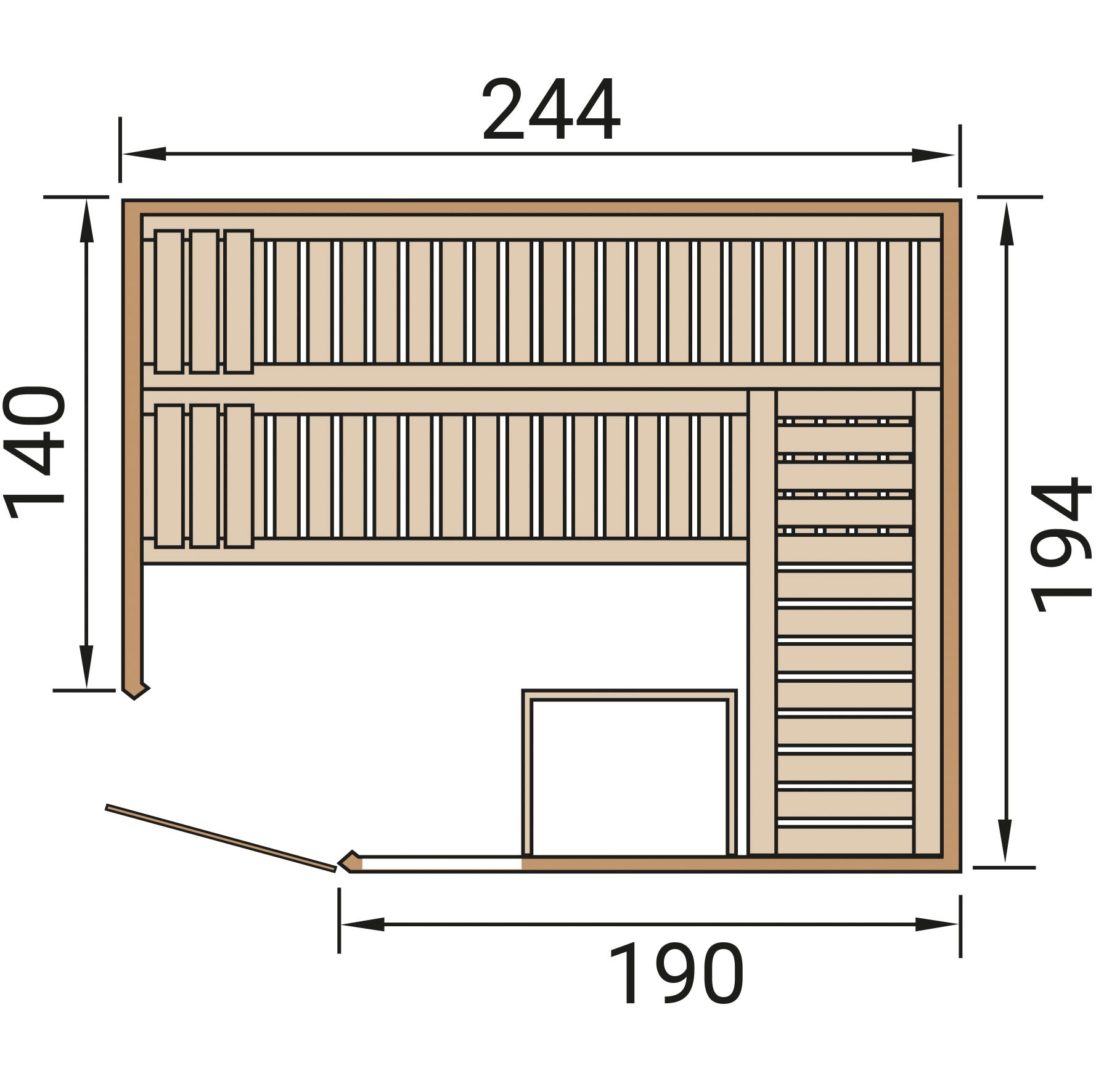 weka Sauna »Element-Ecksauna VARBERG 4«, vorgefertigte Elemente, Fensterelement, moderne Ganzglastür