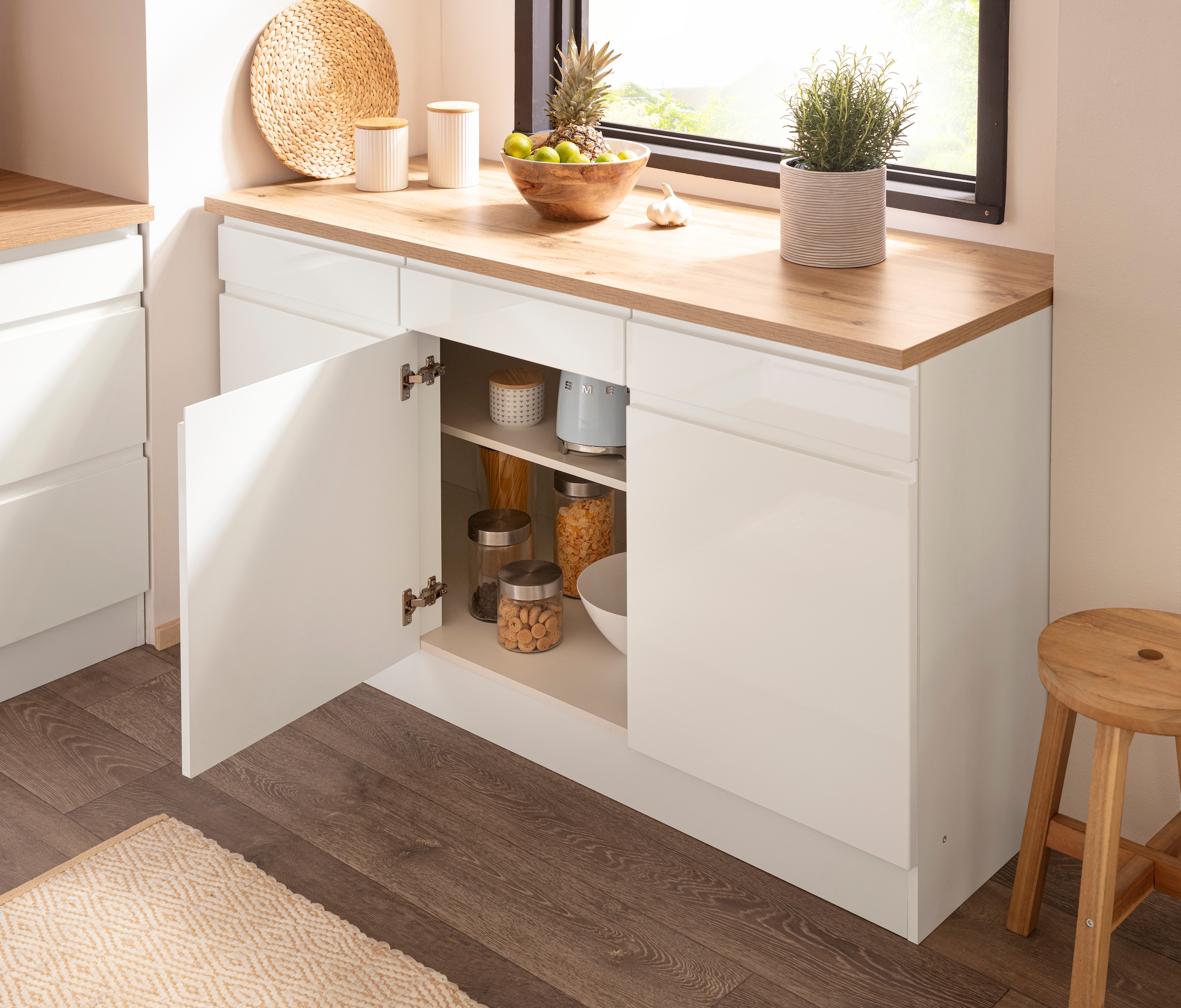 HELD MÖBEL Unterschrank »Virginia«, 85 cm hoch, 150 cm breit, 3 Schubladen, 3 Türen, griffloses Design