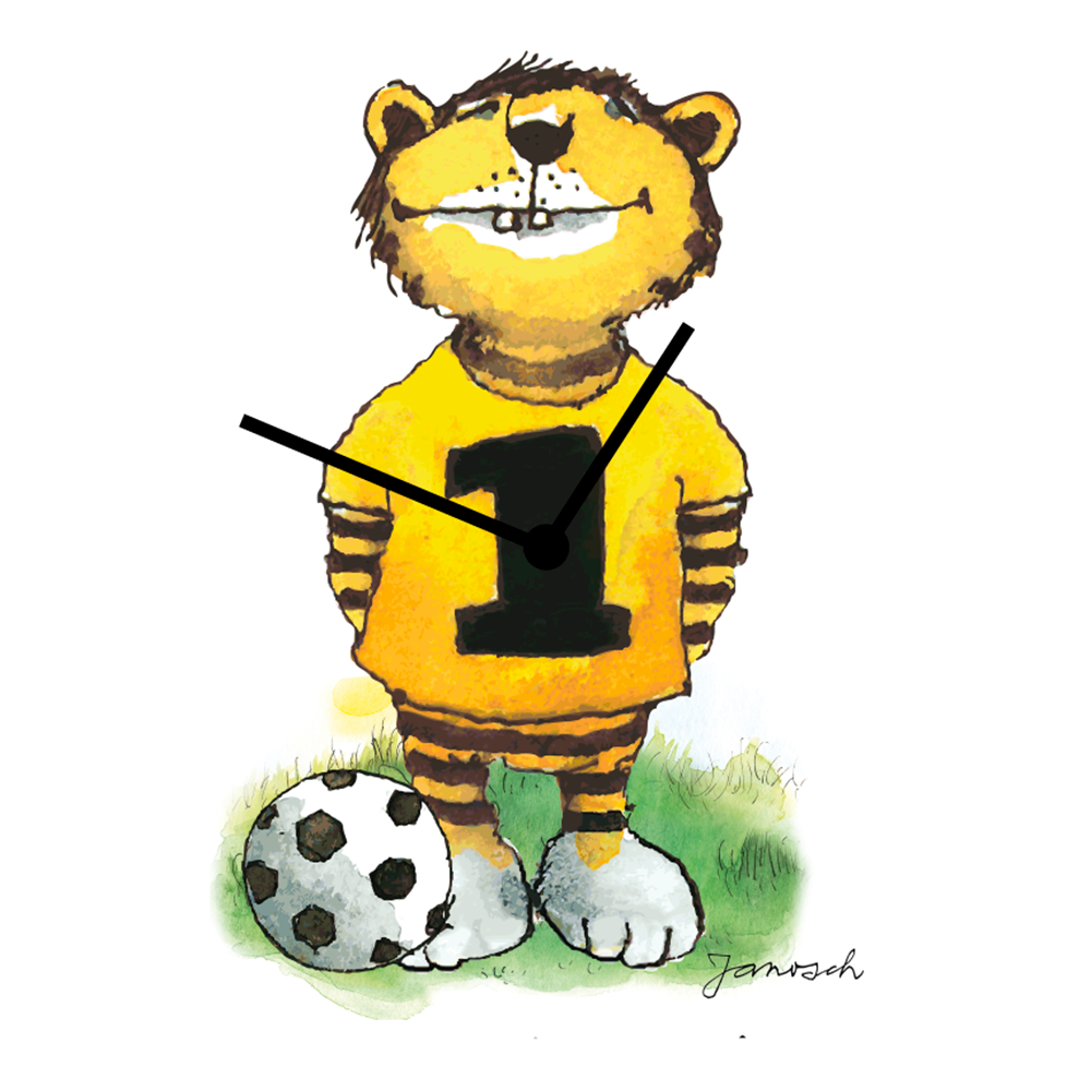 LuckyLinde Wanduhr »Tiger mit Fußball« Wanduhr, Uhr, geräuschlos, JANOSCH, Kindermotiv, Panama