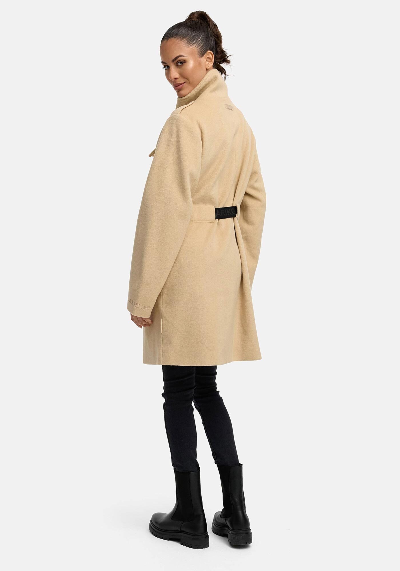 Marikoo Kurzmantel »Tanokoo«, Eleganter Übergangsmantel mit großen Taschen und Stretch-Gürtel