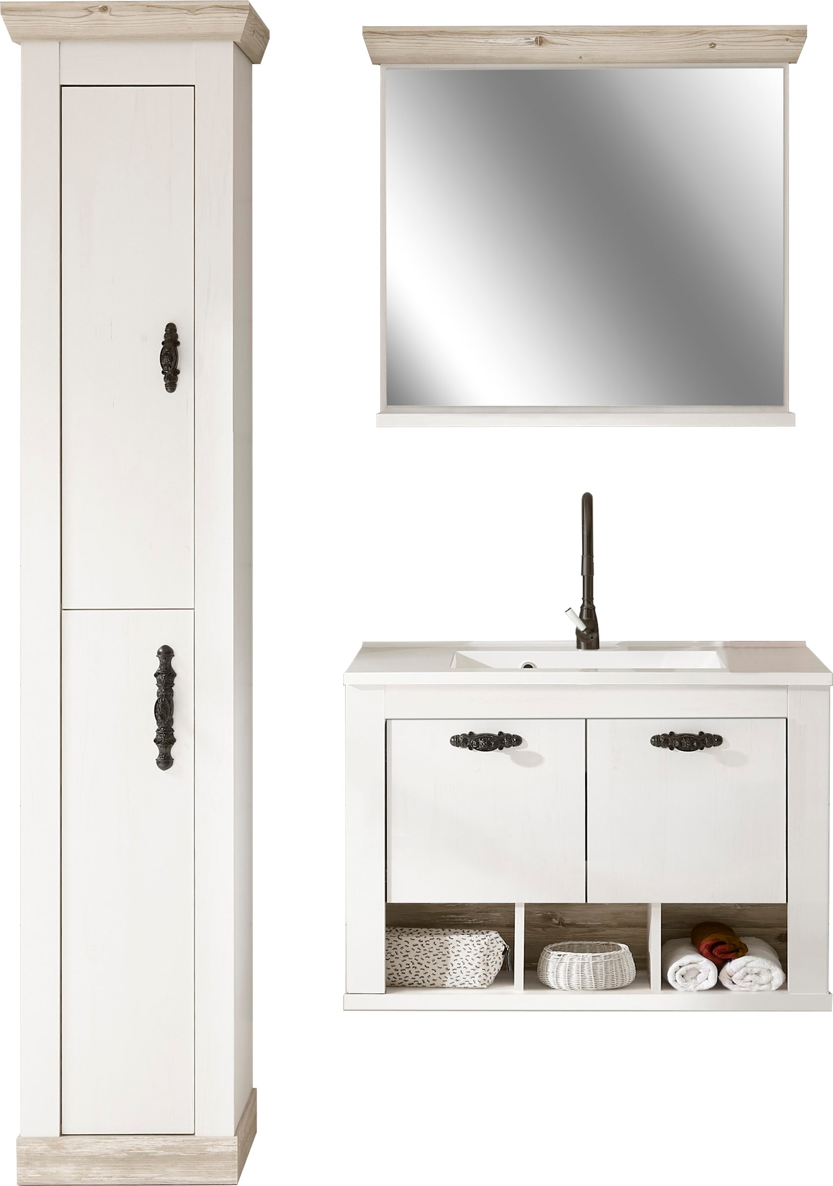 Home affaire Badmöbel-Set "Florenz, Bad im Landhausstil, 3-teiliges Badezim günstig online kaufen