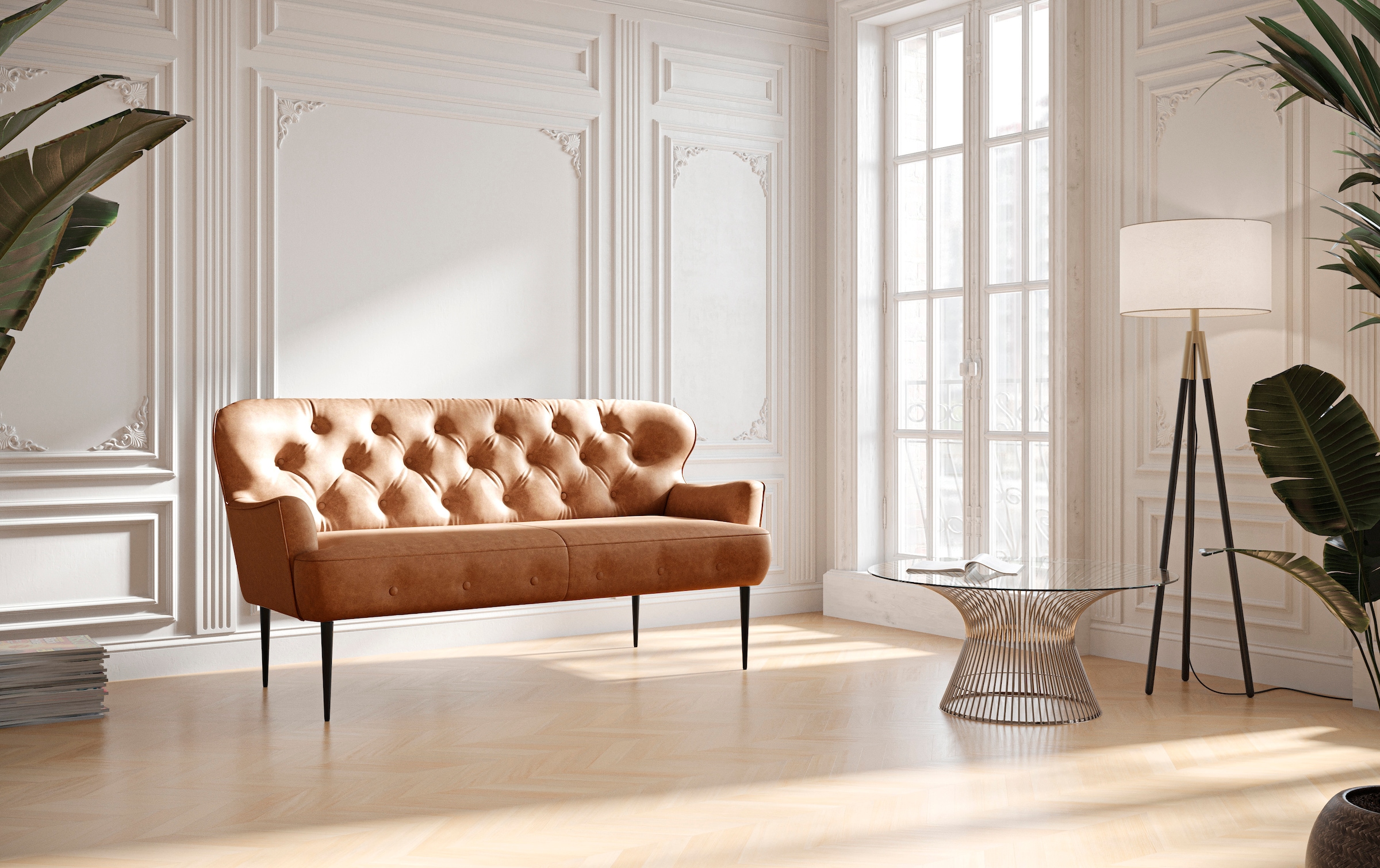 Home affaire 2,5-Sitzer "Amber" mit Knopfheftung,in verschieden Stoffarten günstig online kaufen