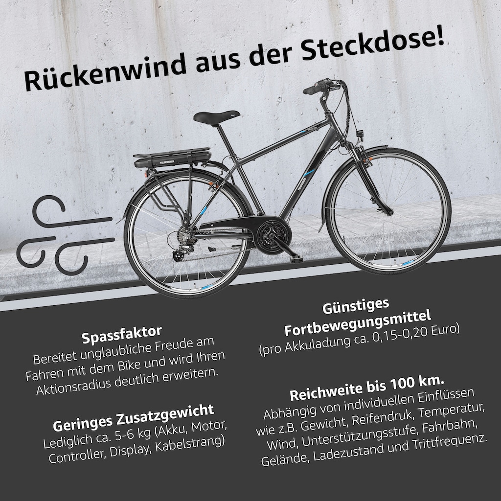 Telefunken E-Bike »Expedition XT481«, 21 Gang, Shimano, Heckmotor 250 W, mit Fahrradtasche