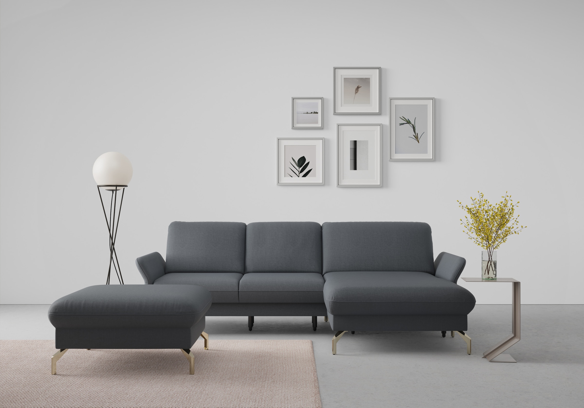 Ecksofa SIT & MORE, B:253cm H:84cm T:165cm, grau, Wohnzimmer, Sofas, "Fashion L-Form", wahlweise mit Kopfteilverstellung, Vorziehsitz, motorisch,