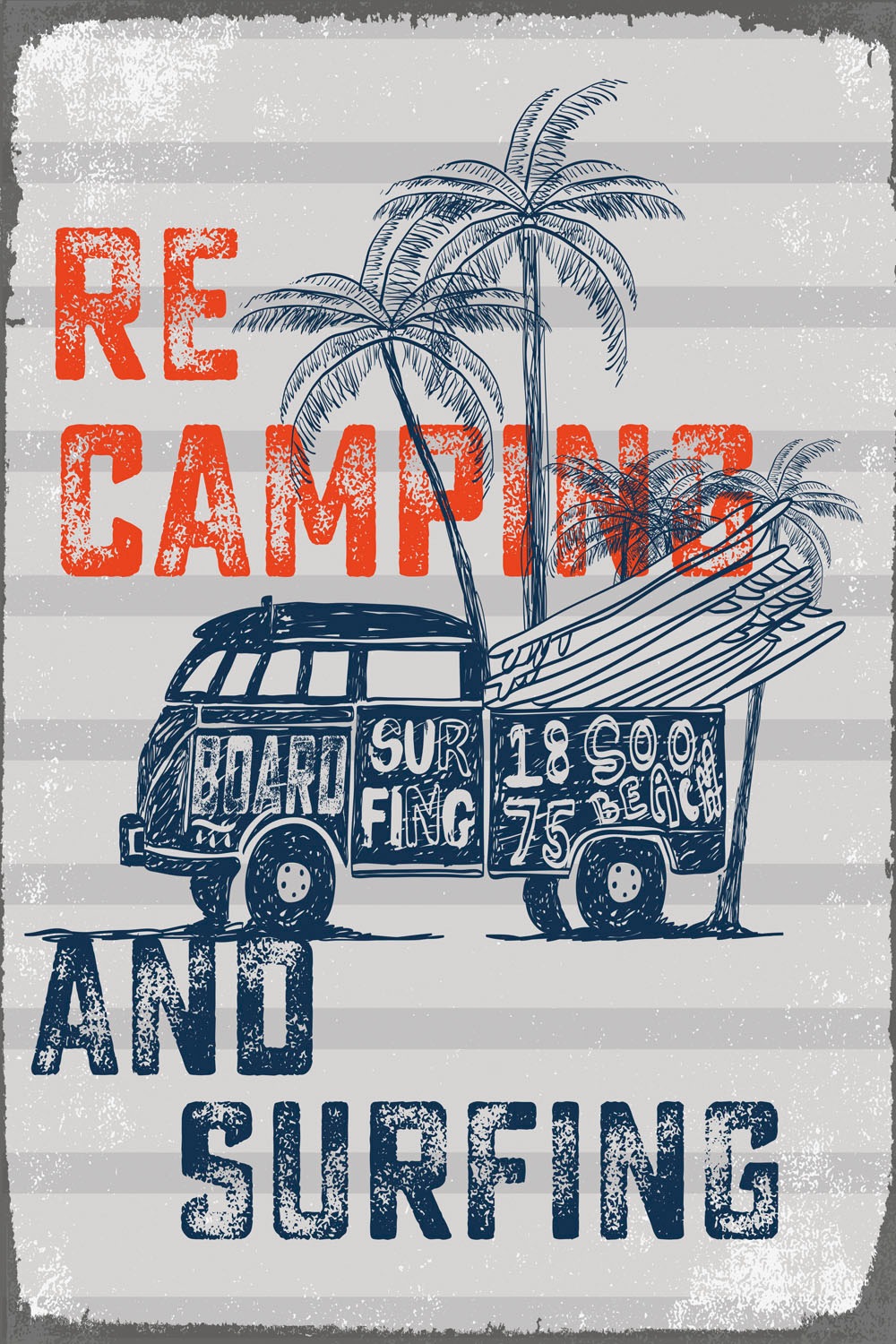 queence Metallbild "ReCamping", Strand-Schriftzug-Motivationsbilder, (1 St. günstig online kaufen