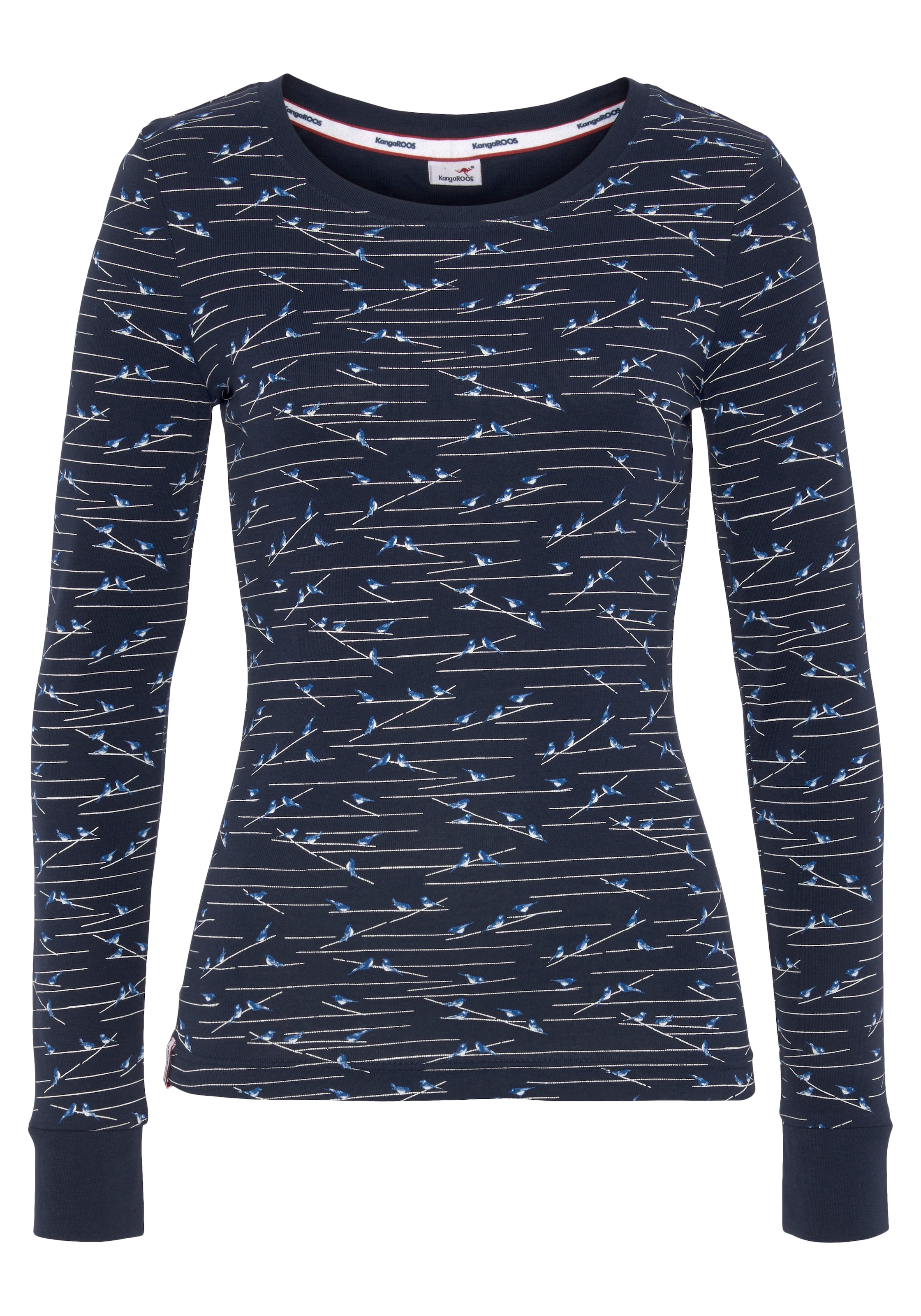 KangaROOS Langarmshirt, sehr figurbetonte Passform, Rundhalsausschnitt, aus 100% Baumwolle