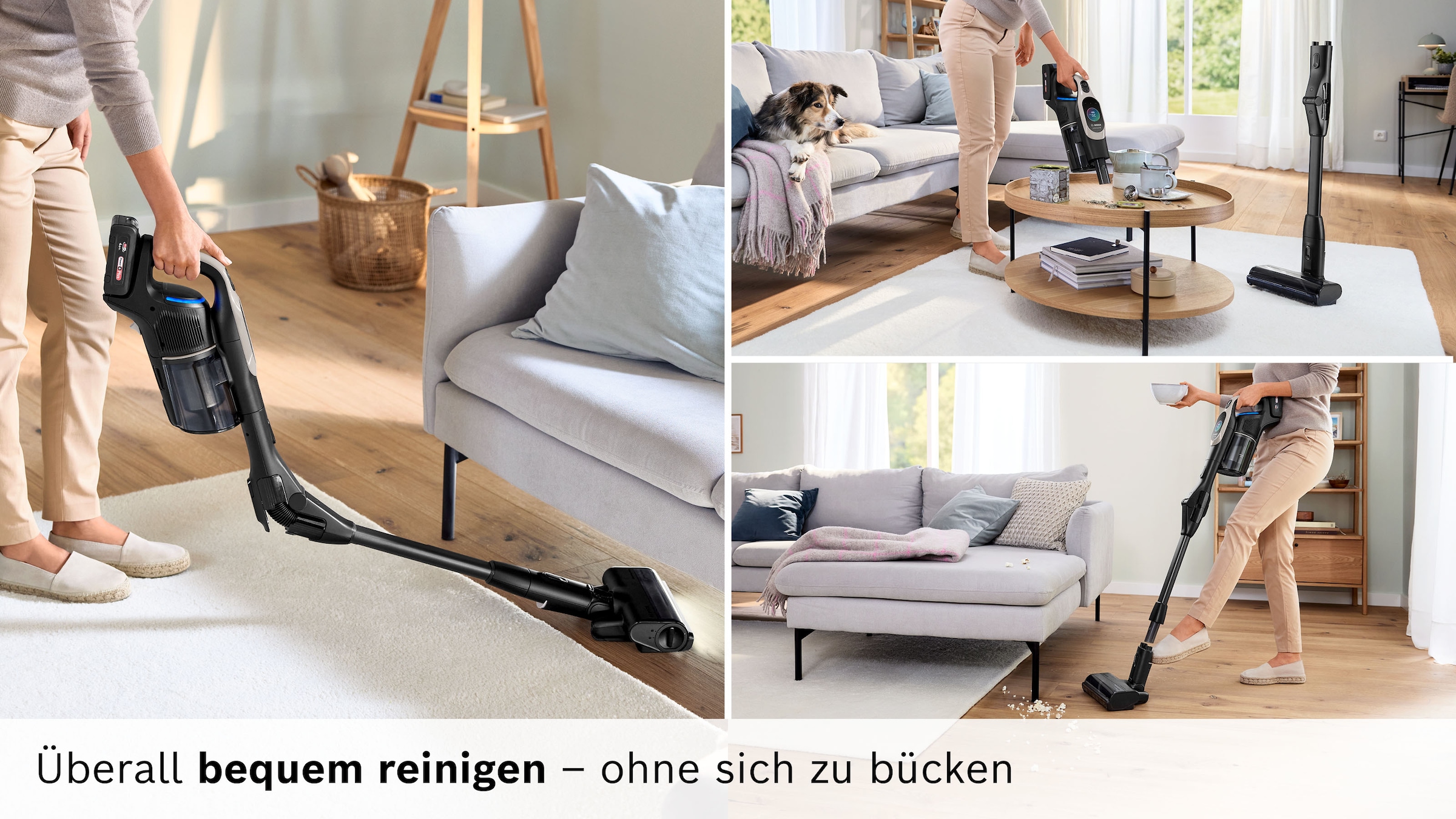 BOSCH Akku-Stielstaubsauger »Unlimited 10 BKS1051GQC, MicroClean™ Technology, Display, Knickrohr« HEPA-Filtersystem, 10 Jahre Motorgarantie, Schnellladegerät, grau