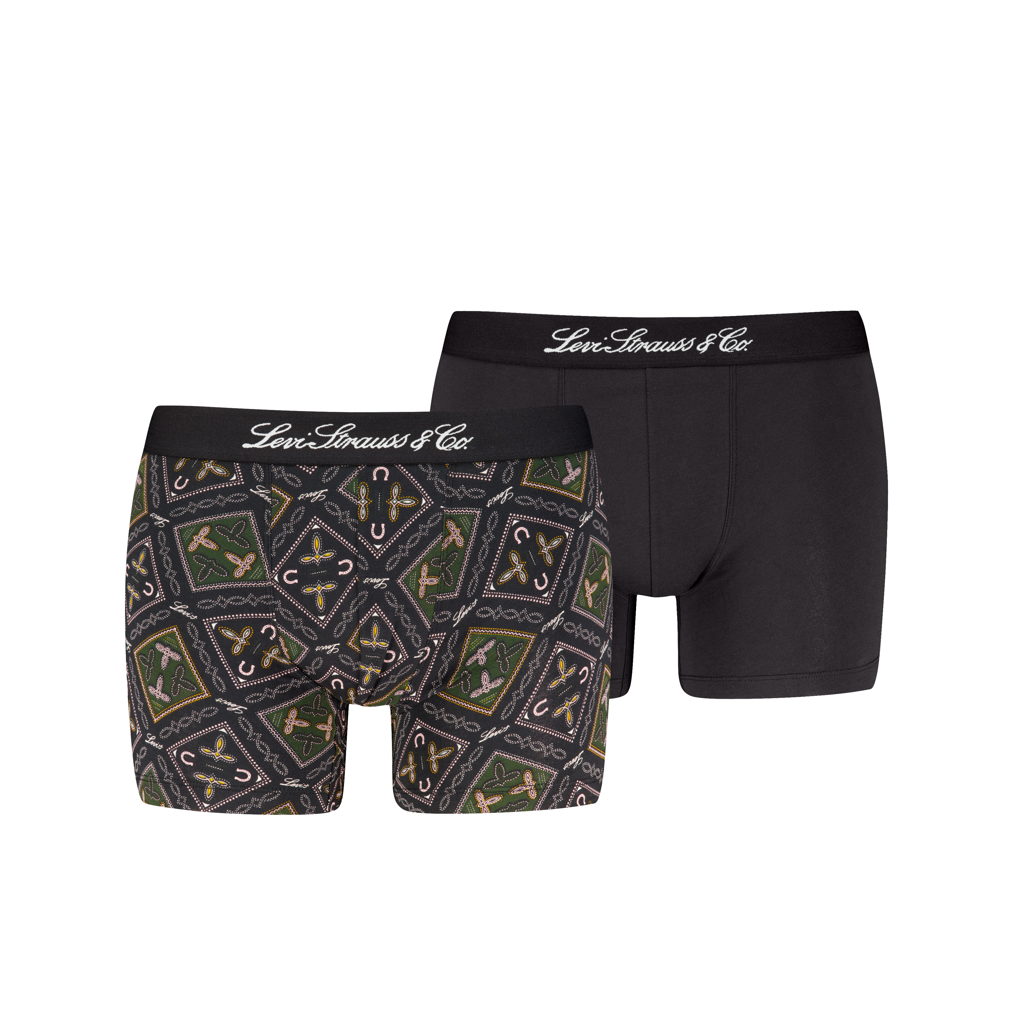 Levis Boxershorts "LEVIS MEN WESTERN AOP BOXER BRIEF 2P" ohne Eingriff, mit elastischem Logobund