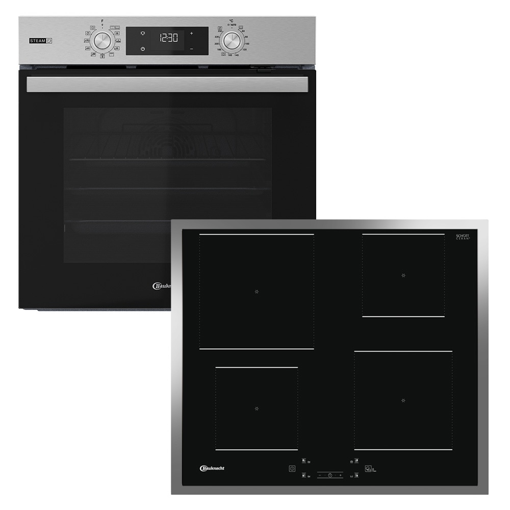 BAUKNECHT Backofen-Set "BBA2S85HU1I" mit 1-fach-Teleskopauszug Hydrolyse Set, 2 Stk. tlg. GentleSteam – für ein saftiges Inneres und ein knuspriges Äußeres