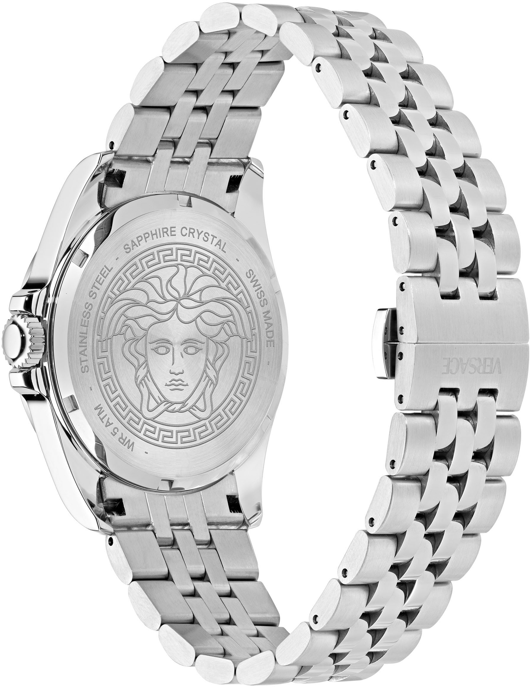 Versace Quarzuhr »VERSACE ANTEO«, Armbanduhr, Herrenuhr, Swiss Made, Saphirglas, Edelstahlarmband, Datum