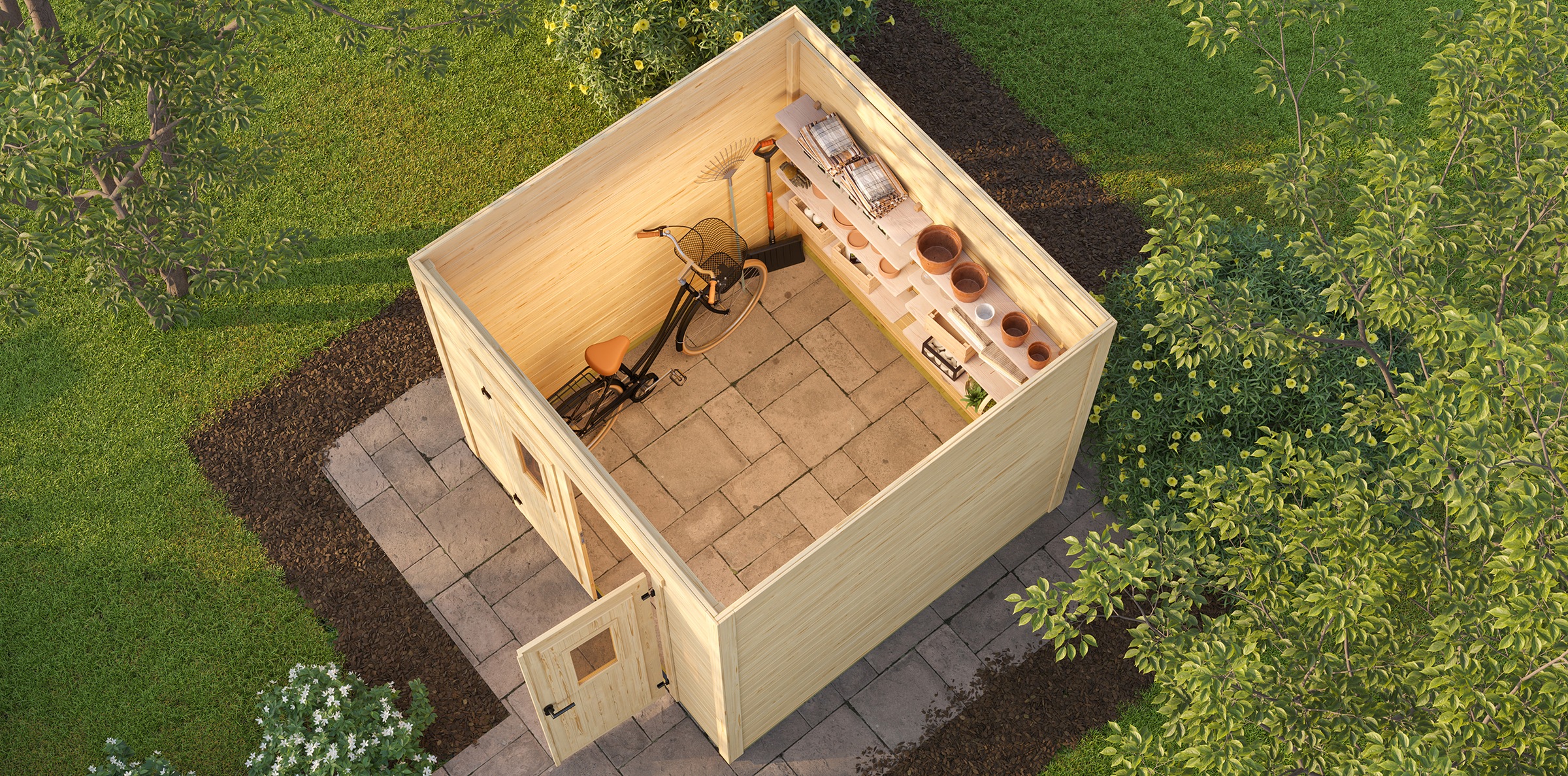 Nordic Holz Gartenhaus »Felix 2«, kleiner stilvoller Schuppen mit Flachdach
