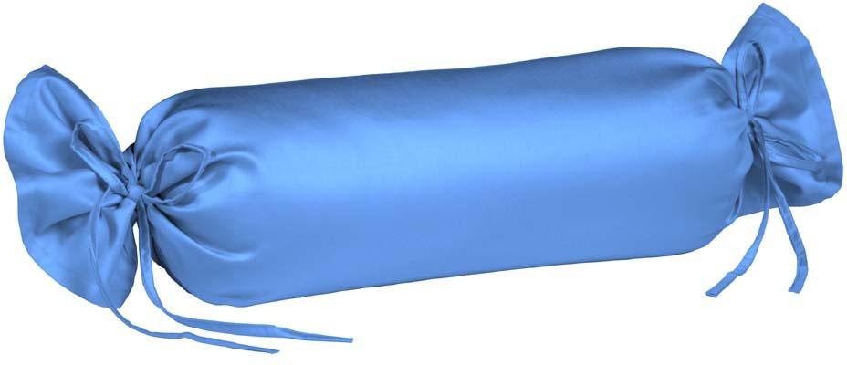 "Nackenrollenbezug FLEURESSE ""Colours"", blau (mittelblau), B:15cm L:40cm, Mako-Satin, Obermaterial: 100% Baumwolle, Kissenbezüge, Mako Satin