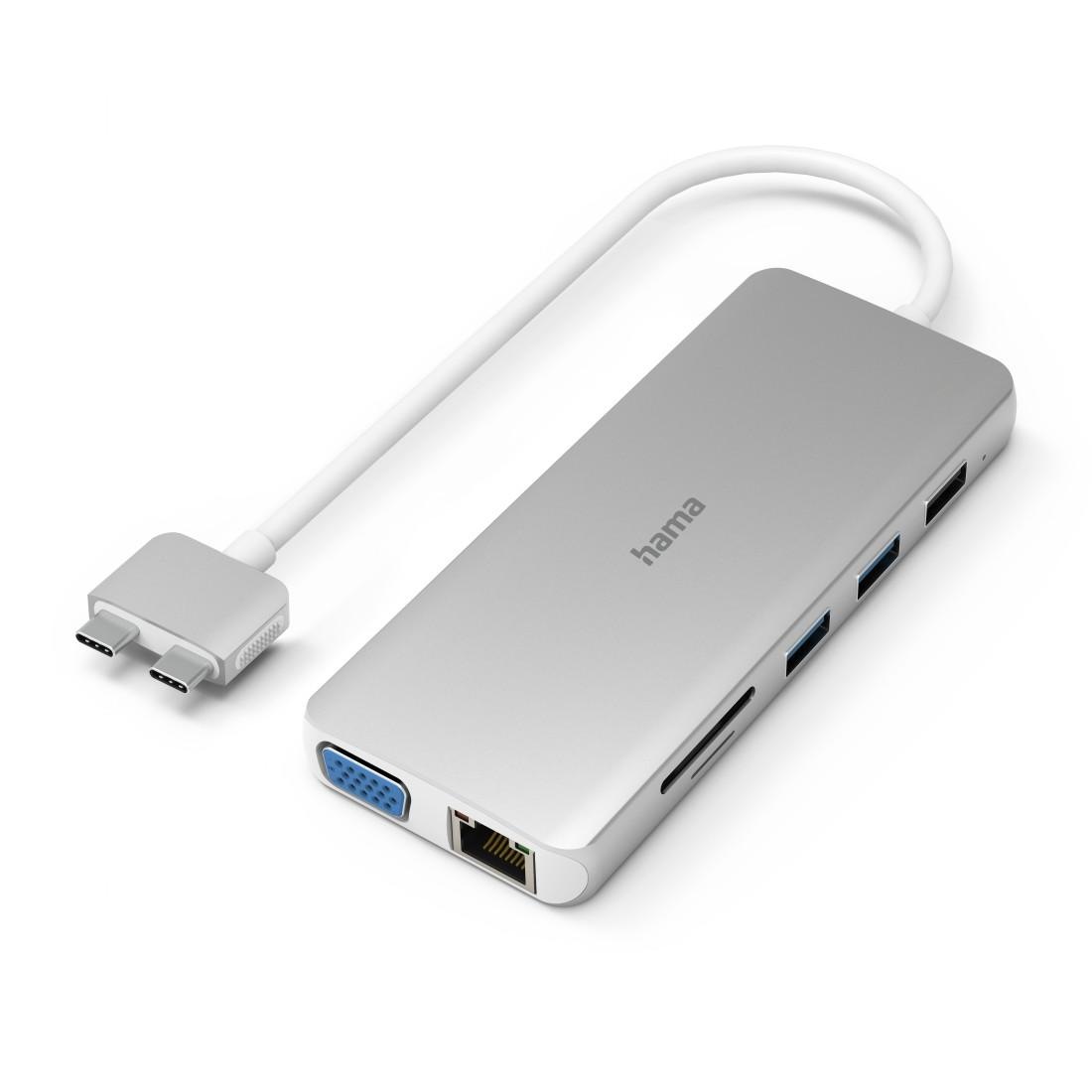 HAMA Laptop-Dockingstation "USB-C Multiport Apple MacBook Air und Apple MacBook Air Pro, 12 Ports", B:134mm H:15mm T:55mm, silber, Dockingstationen