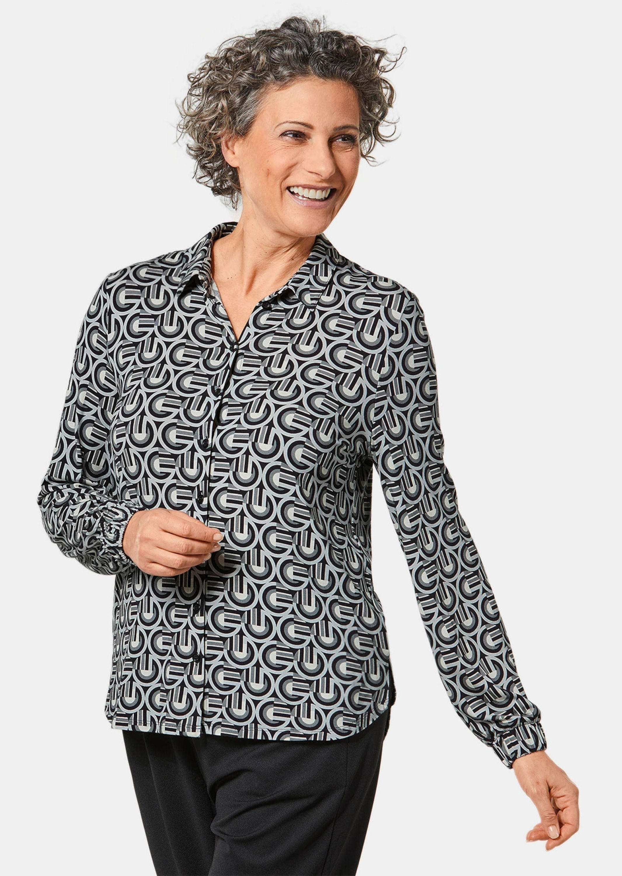 GOLDNER Hemdbluse »Jerseybluse Ausdrucksstarke Jerseybluse mit Stretchanteil«