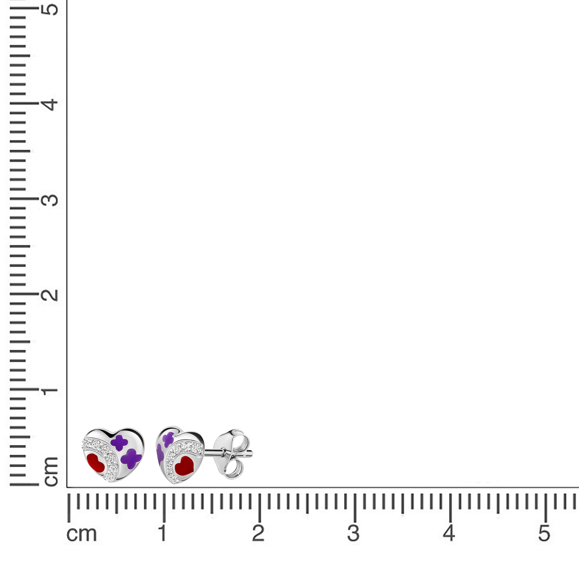 Zeeme Paar Ohrstecker »925/- Sterling Silber rhodiniert Herz«