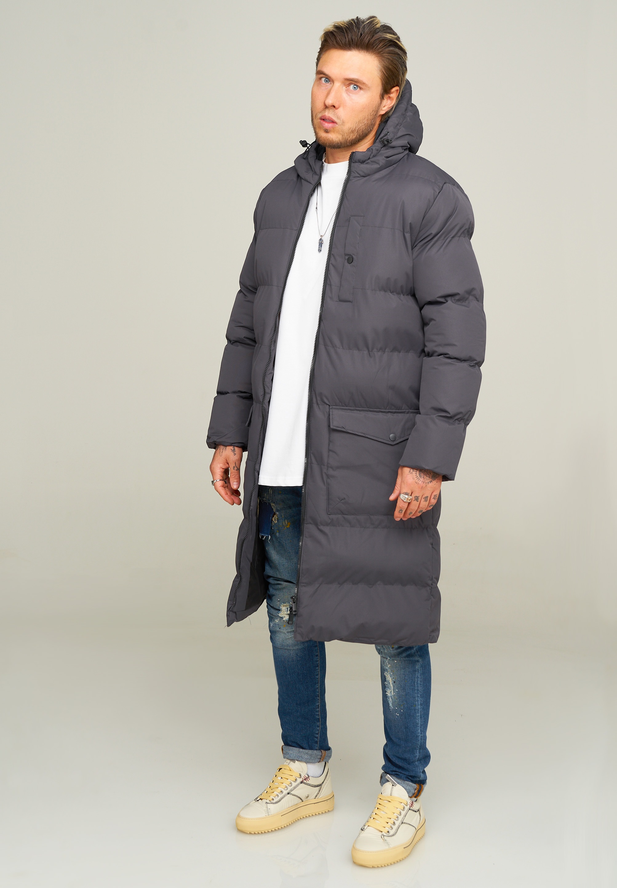 behype Parka »LONGLINE PUFFER PARKA«, mit Kapuze