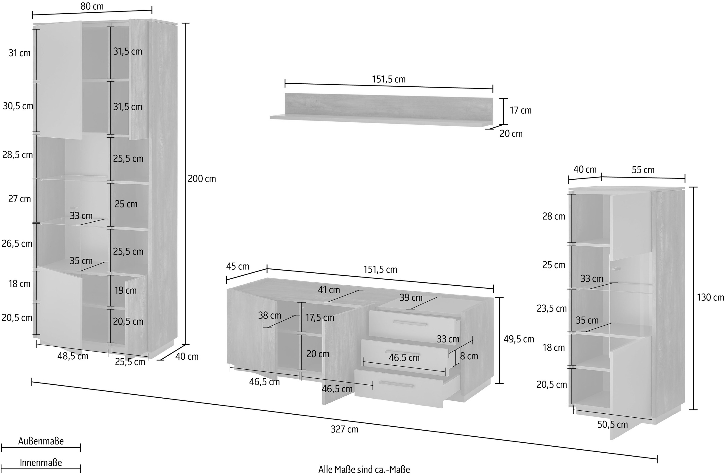 INOSIGN Schrank-Set »LARGO«, (Set, 4 St.), mit Soft-Close-Funktion