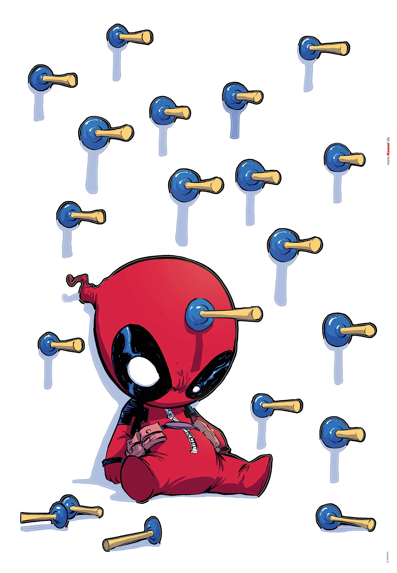 KOMAR Wandtattoo "Deadpool Shootout - Größe 50 x 70 cm", B/H/T: 50cm x 70cm, bunt, Schlafzimmer, Wandtattoos, selbstklebend, Wandsticker, Kinderzimmer