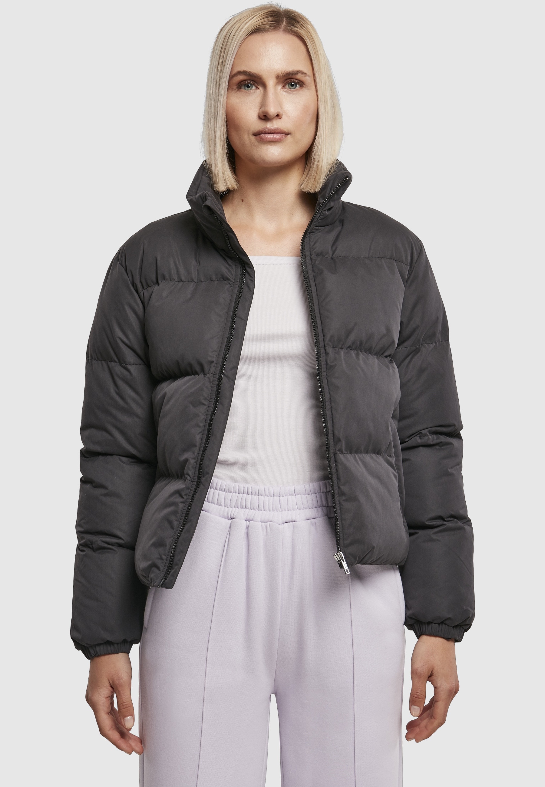 URBAN CLASSICS Winterjacke »Urban Classics Damen Ladies Short Peached Puffer Jacket« 1 Stk. tlg. ohne Kapuze