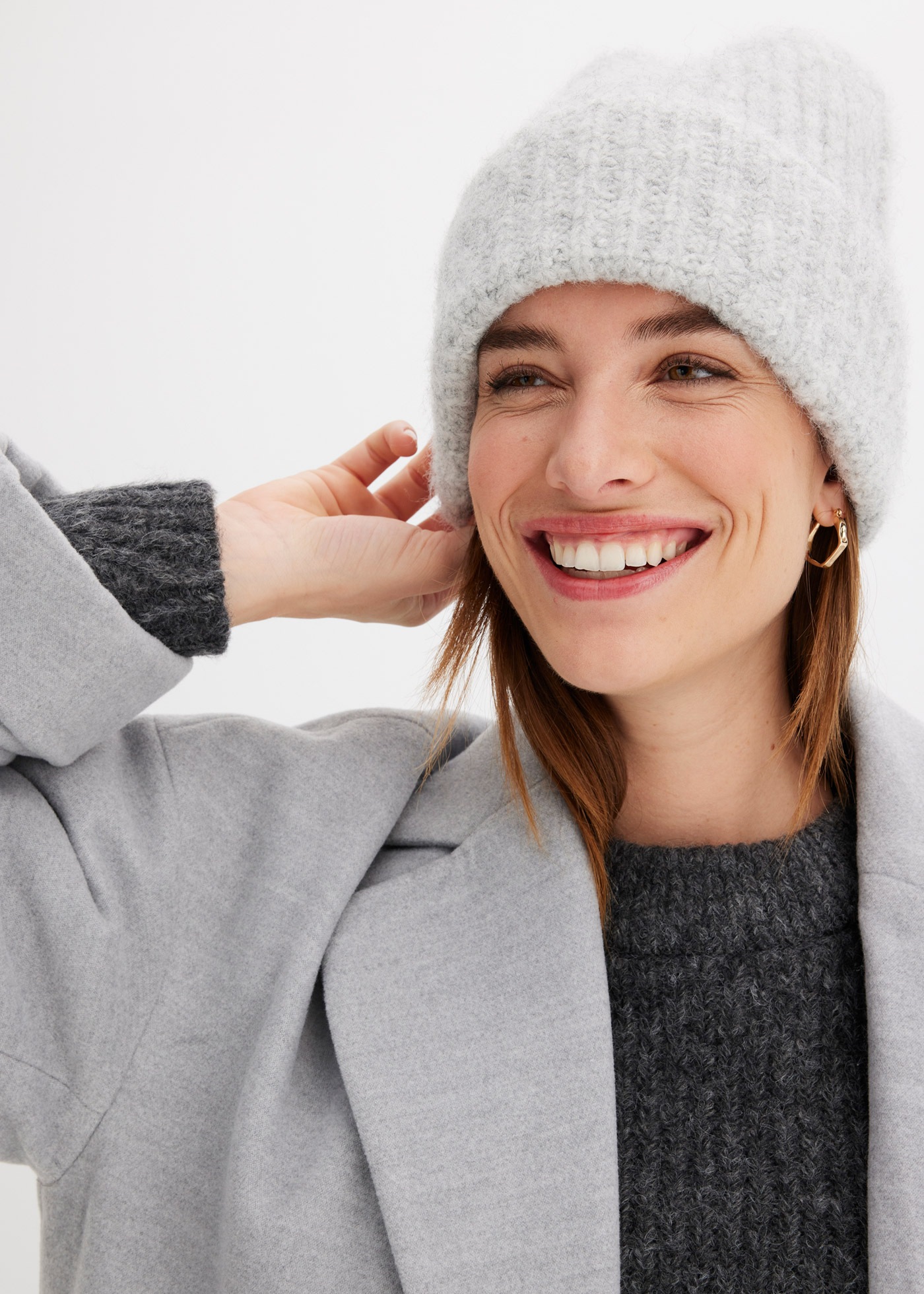 bonprix Strickmütze "Mütze" aus Polyester, Polyacryl, Wolle und Polyamid, l günstig online kaufen