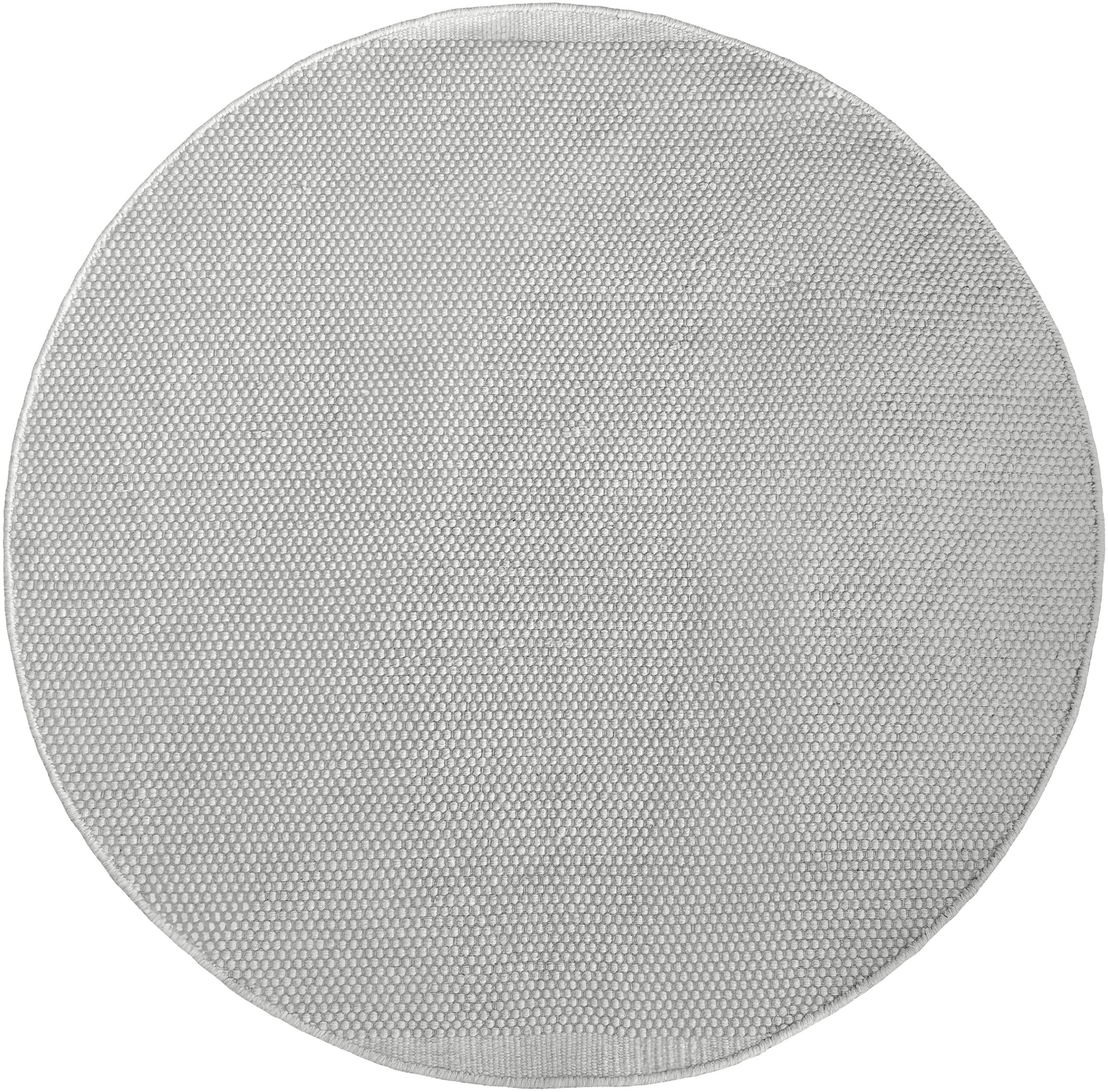 Wollteppich "WOOLY DREAM", beige (naturweiß), B:100cm H:10mm L:100cm Ø:100cm, Wolle, MYFLAIR MÖBEL & ACCESSOIRES, Teppiche, handgewebter Wendeteppich, Uni Farben, reine Wolle, Wohnzimmer
