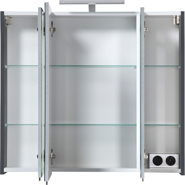 welltime Spiegelschrank »Torino«, Breite 80 cm, 3-türig, LED-Beleuchtung,  Schalter-/Steckdosenbox kaufen | BAUR