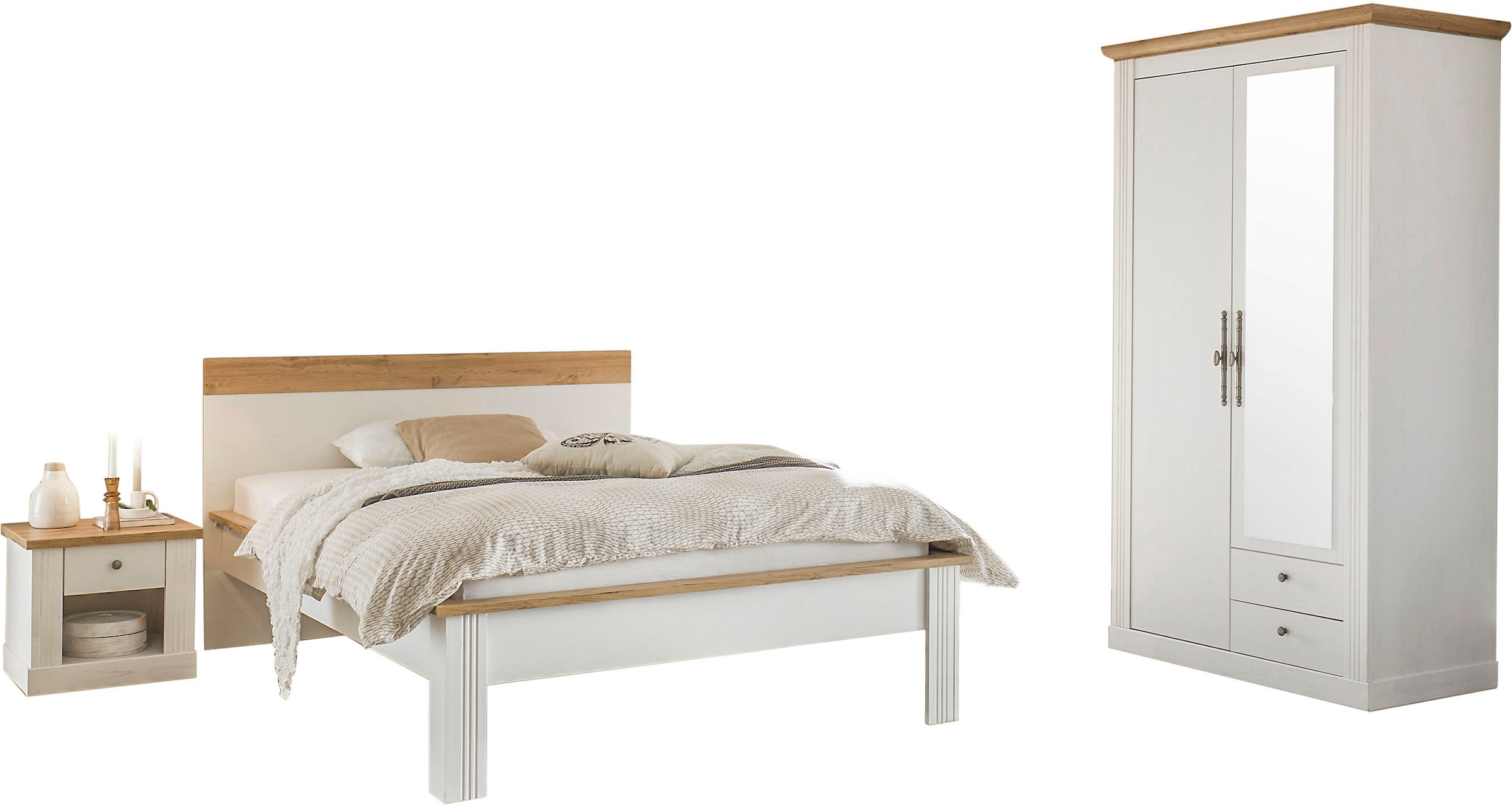 Home affaire Schlafzimmer-Set »Westminster«, beinhaltet 1 Bett, Kleiderschrank 2-türig und 1 Nachtkommode