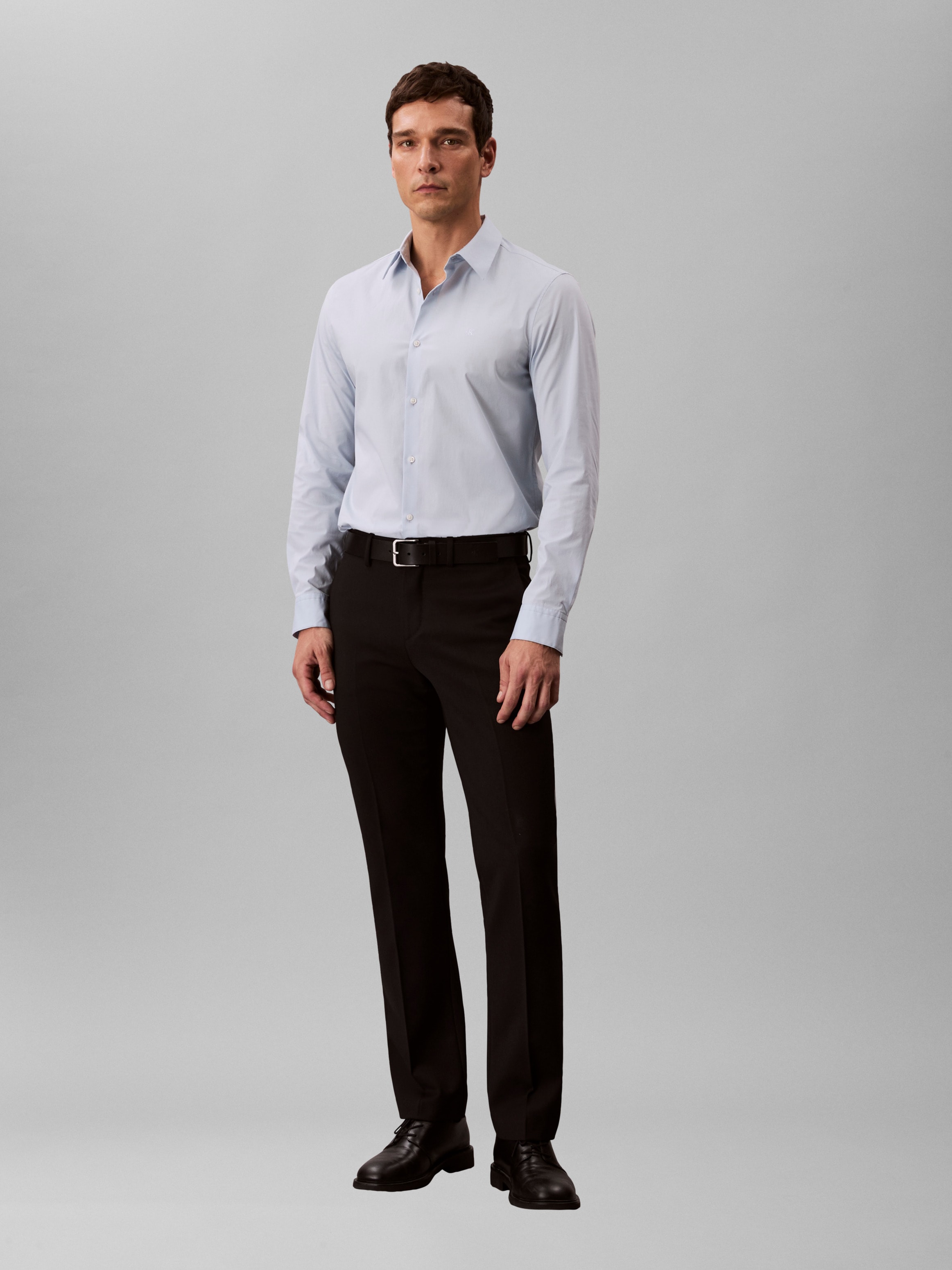 Calvin Klein Langarmhemd »LONG SLEEVE SOLID STRETCH SLIM SHIRT« slim fit, in Unifarbe