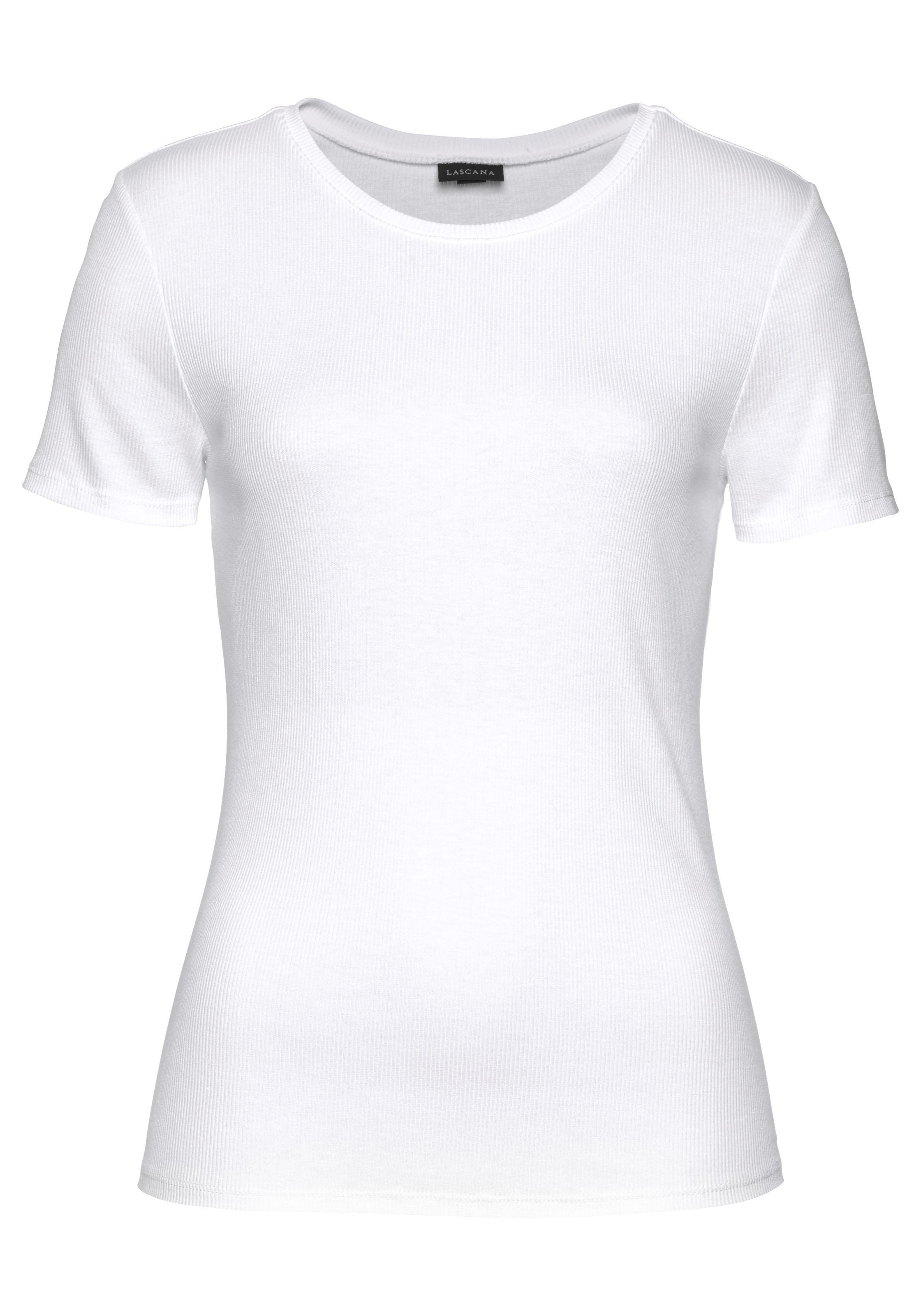 Thumbnail - LASCANA T-Shirt, (2er-Pack), aus weicher Rippware