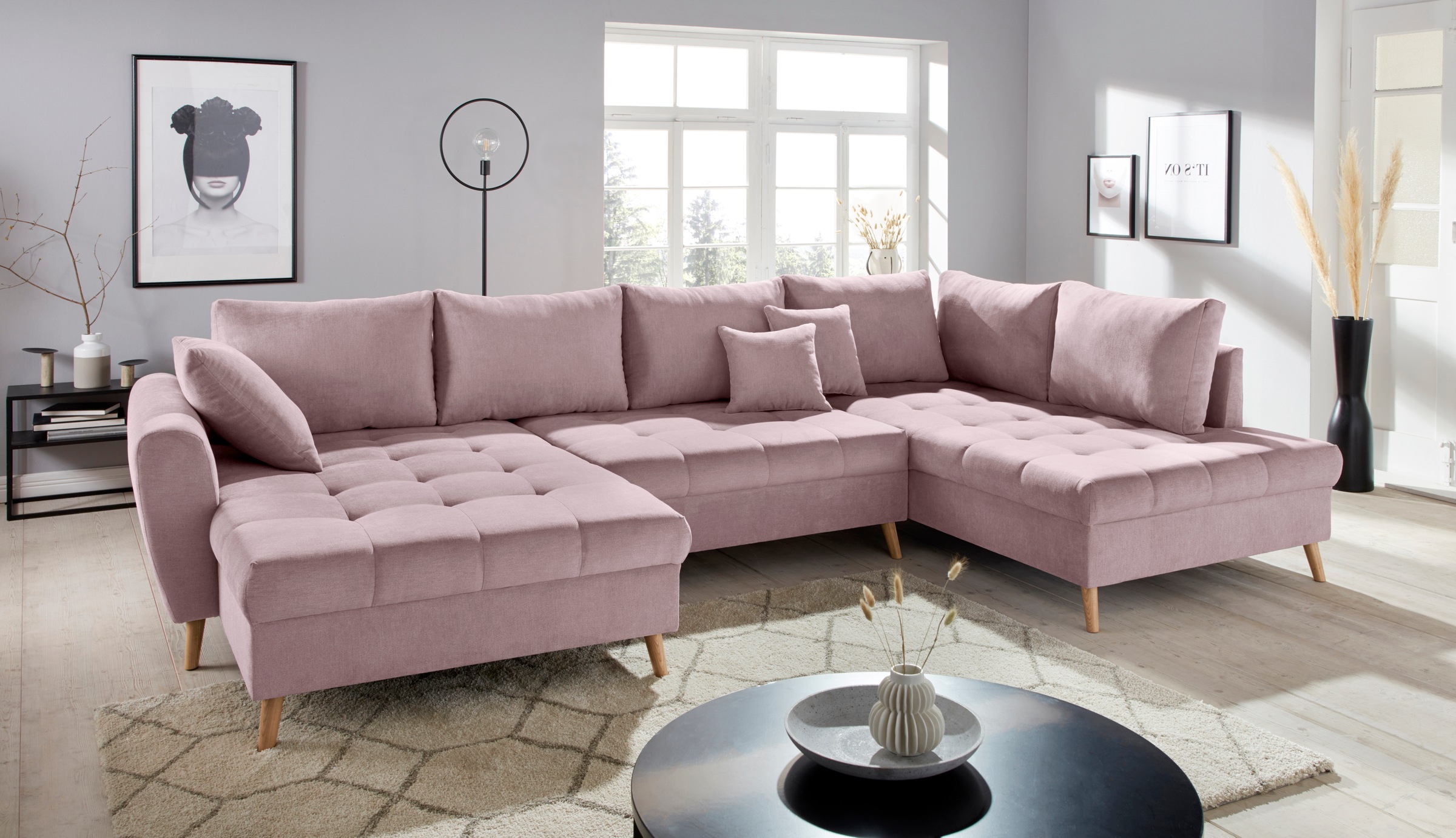 Home affaire Wohnlandschaft »Penelope Luxus U-Form«, mit besonders hochwertiger Polsterung für bis zu 140 kg pro Sitzfläche