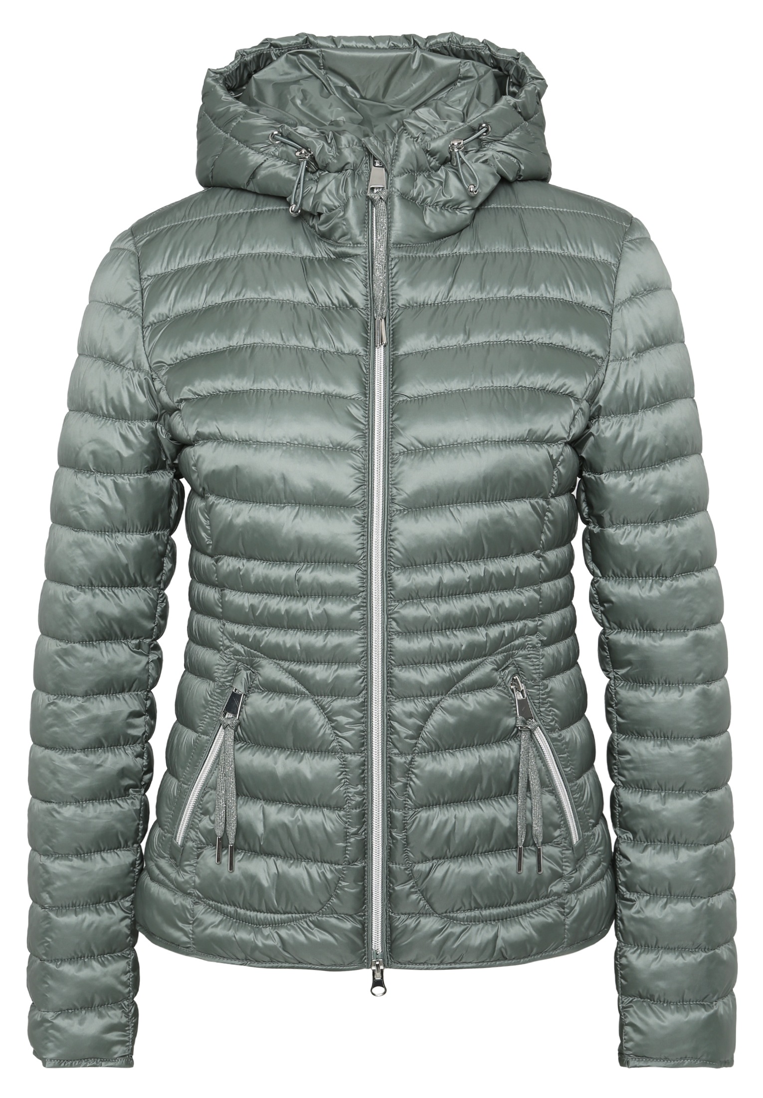 Cartoon Steppjacke "Damen mit Reißverschlusstaschen" mit Kapuze günstig online kaufen