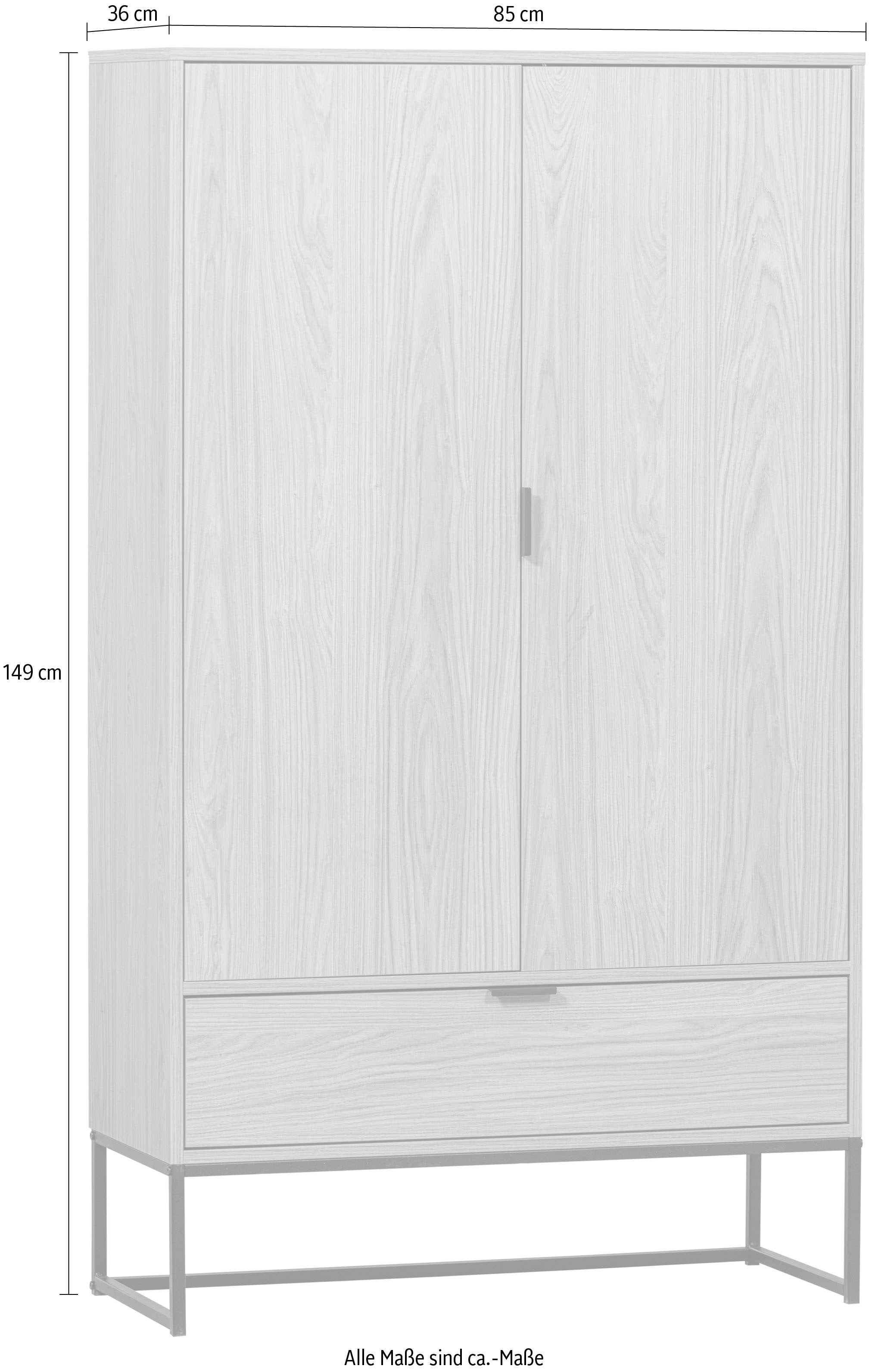 WOOOD Hochkommode »Silas«, 2-türiger Schrank, eine Schublade, H 149 cm x B 85 cm