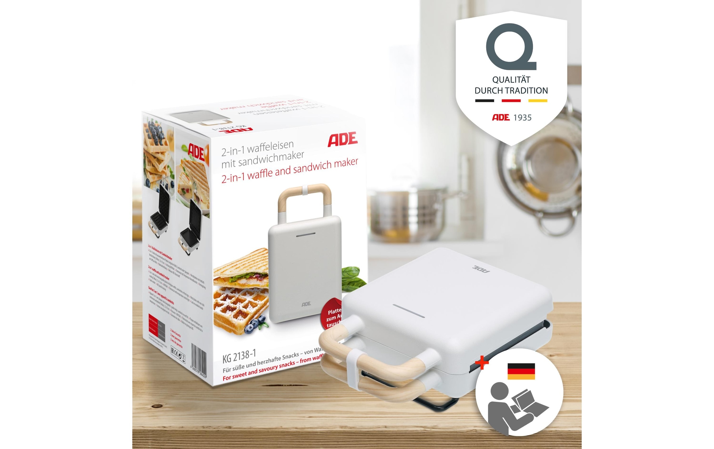 ADE Waffeleisen »Weiss« 600 W