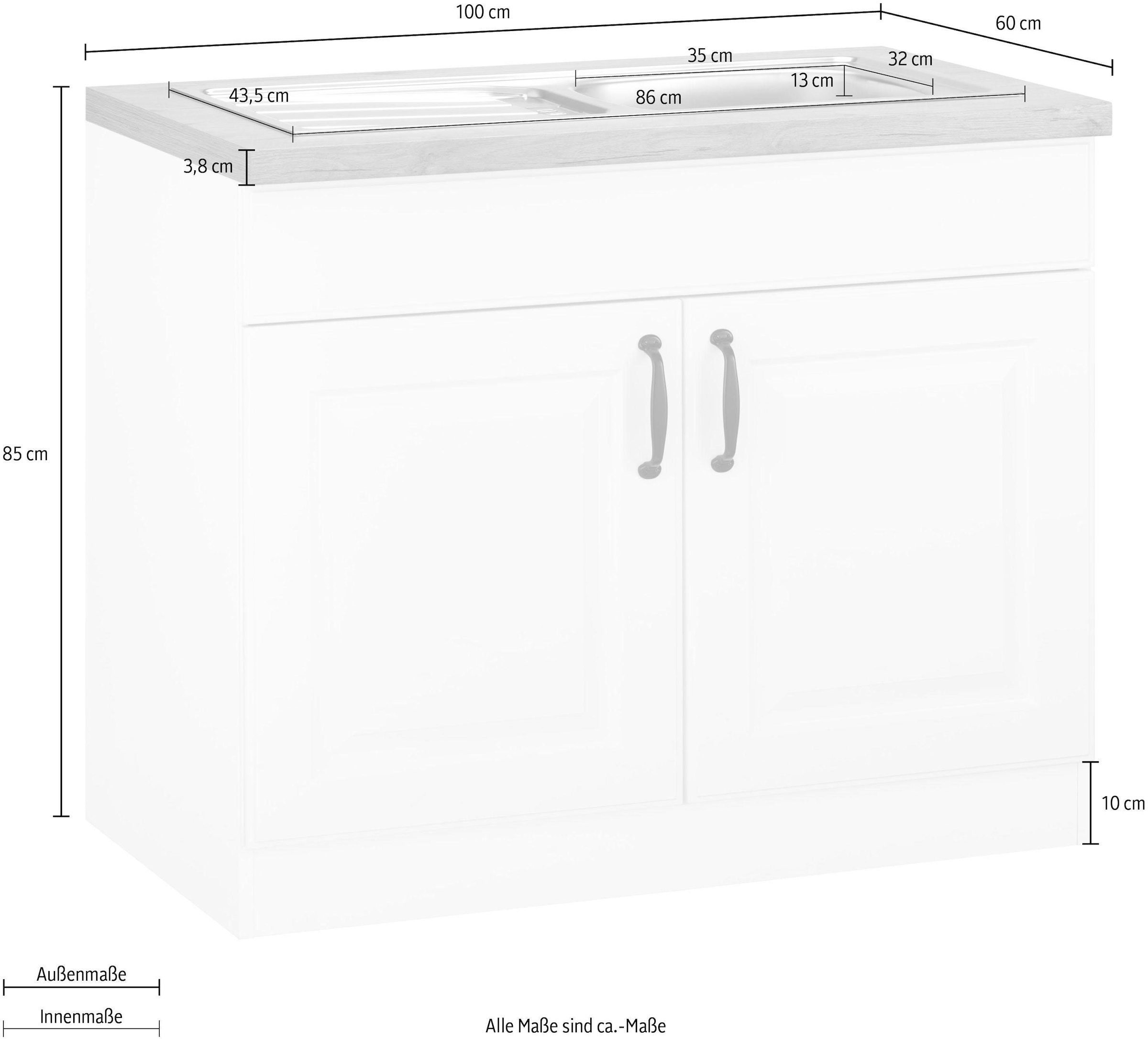 Küchen mit Spülenschrank cm Kassettenfront 100 bestellen breit wiho BAUR | »Erla«,