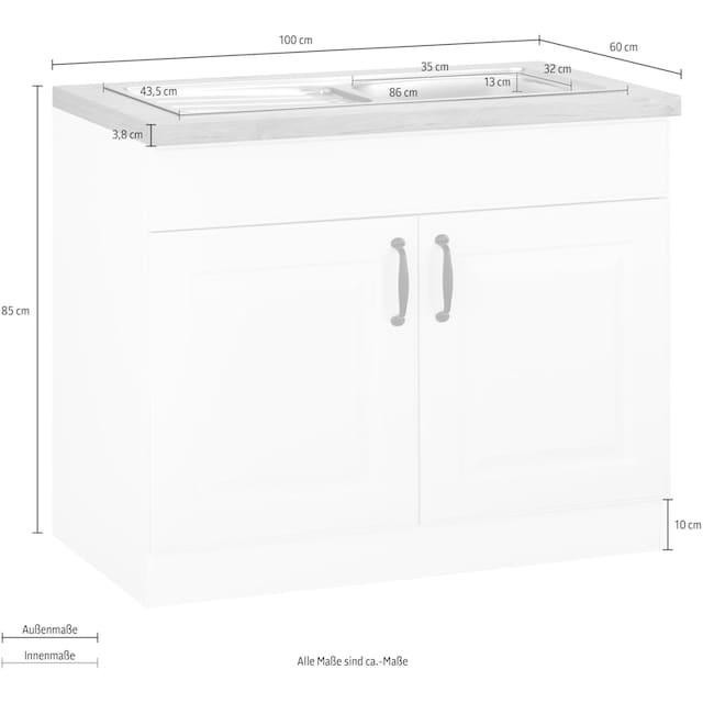 wiho Küchen Spülenschrank »Erla«, 100 cm breit mit Kassettenfront bestellen  | BAUR
