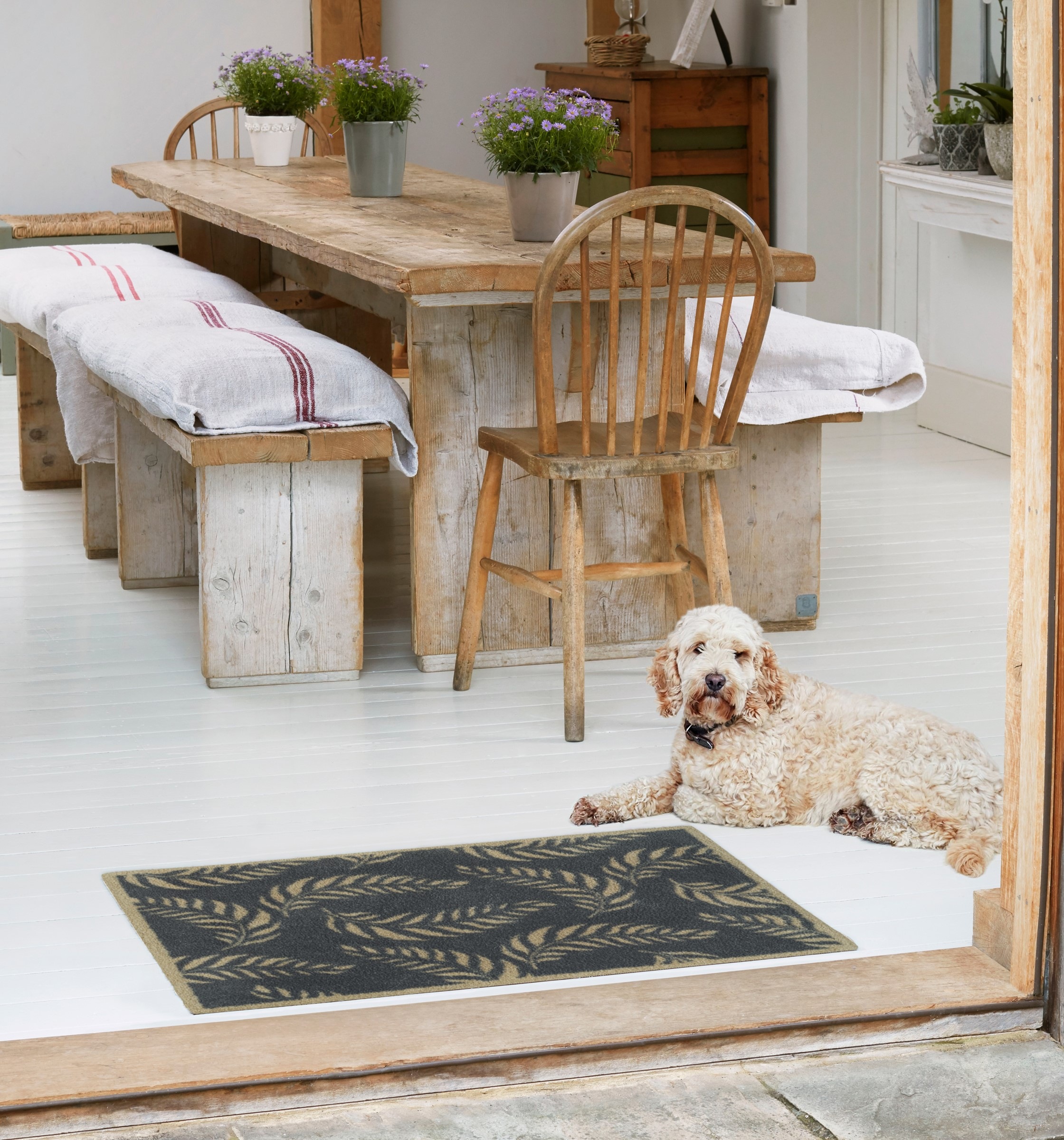 Turtle Mat Fußmatte "Leaf Scroll" rechteckig 9 mm Höhe günstig online kaufen