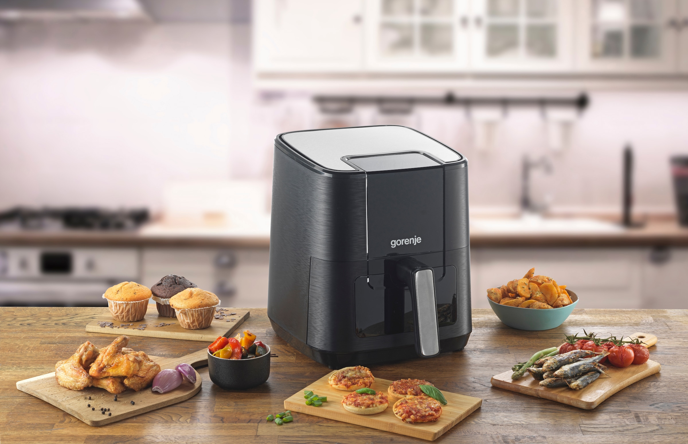 GORENJE Heißluftfritteuse »AF1350DWB«, 1350 W, mit Sichtfenster, 5,4 Liter Volumen, LED-Display