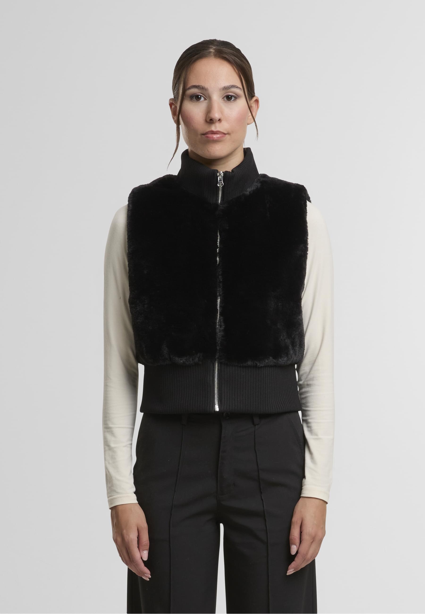 URBAN CLASSICS Steppweste »Urban Classics Ladies Cropped Faux Fur Vest«