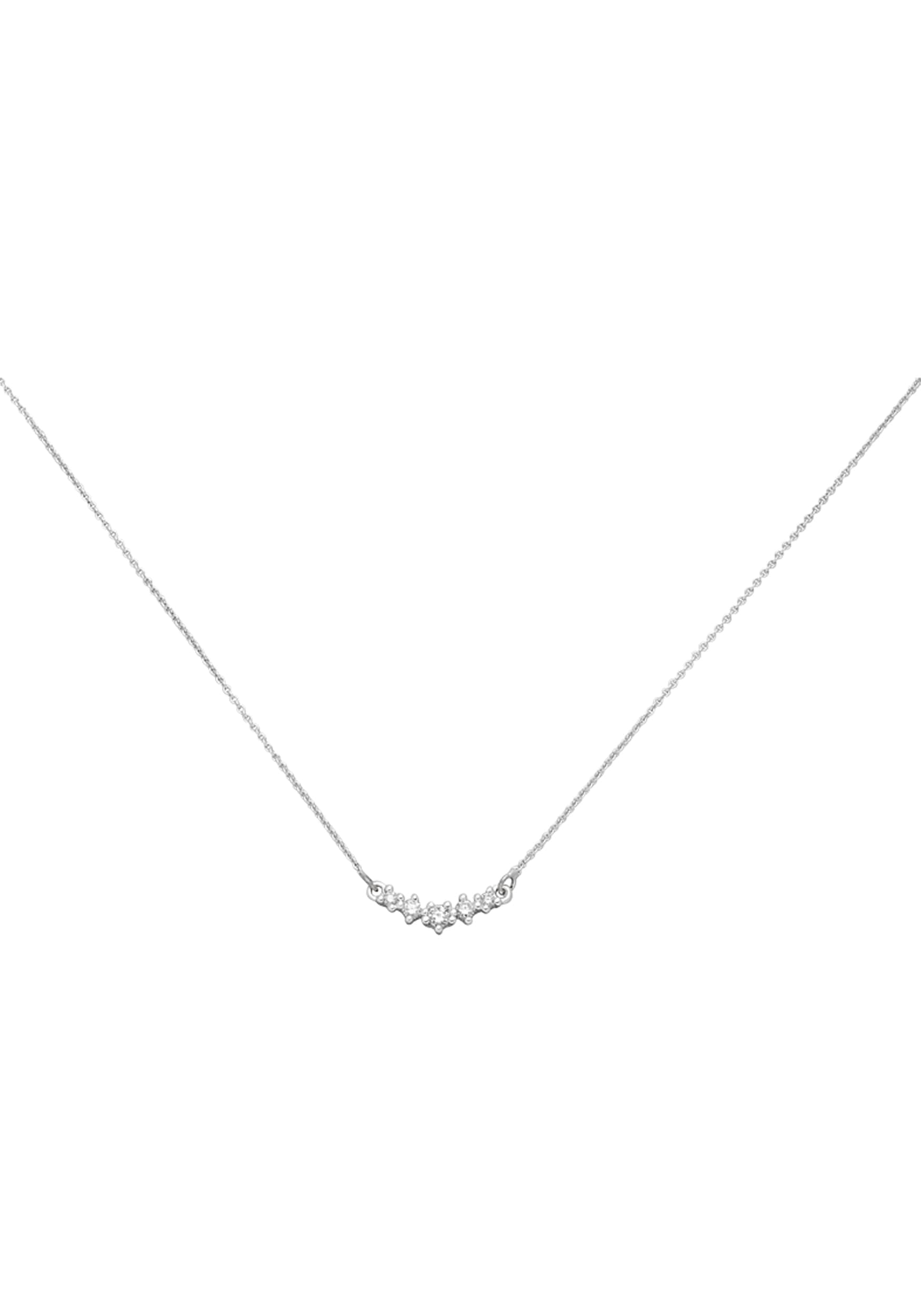 JOBO Kette mit Anhänger 585 Weißgold mit 5 Diamanten 42 cm