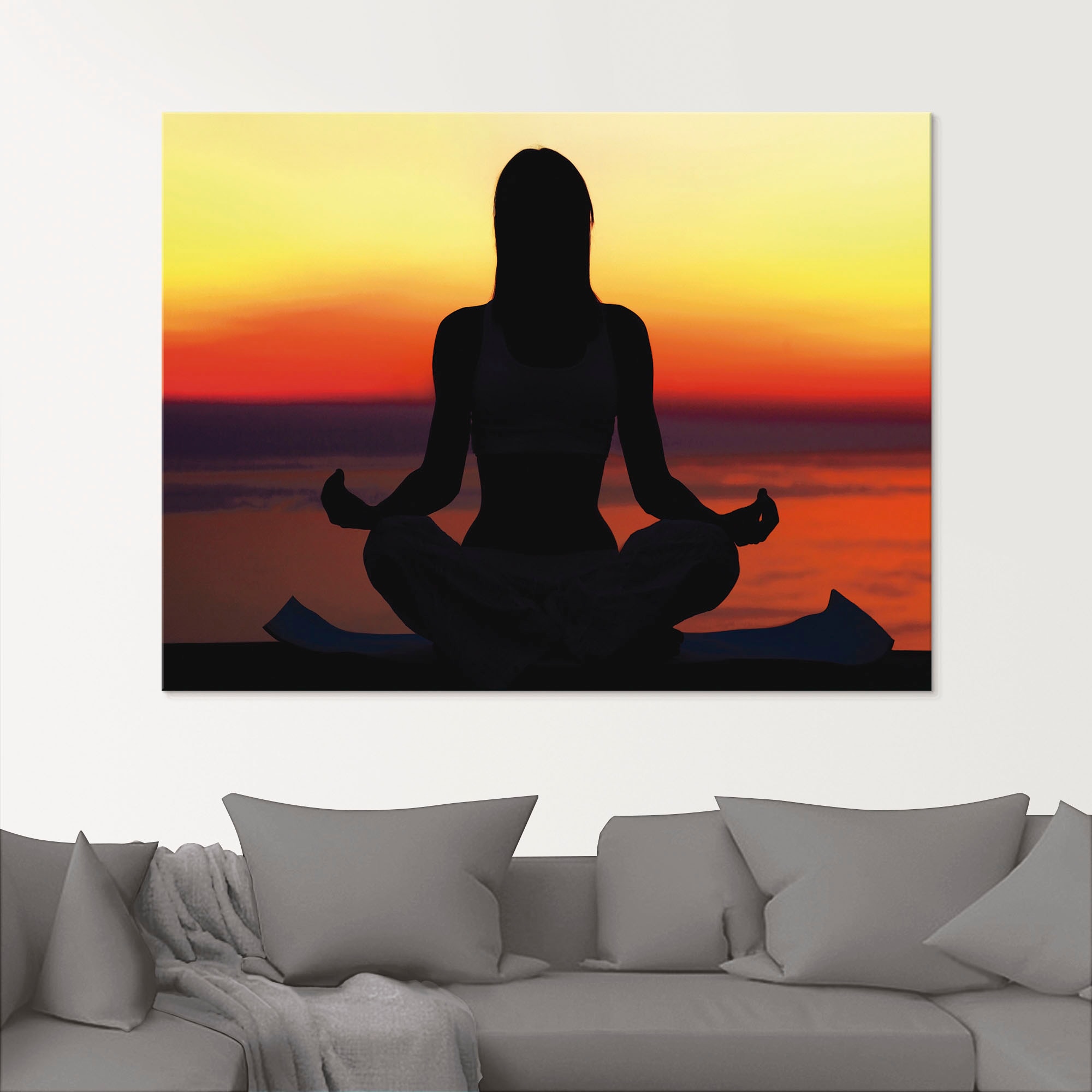Artland Glasbild »Yoga im Sonnenuntergang«, Spa, (1 St.), in verschiedenen Größen