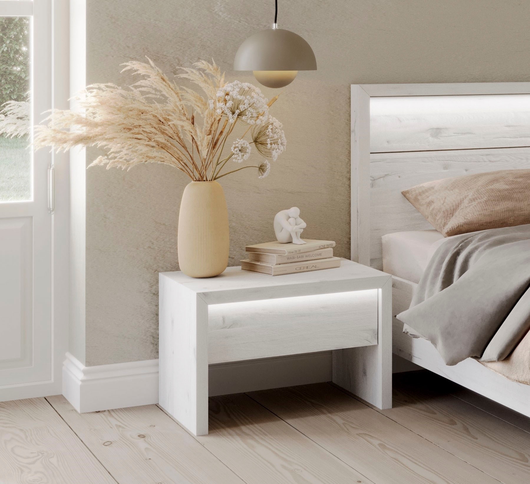 Home affaire Massivholzbett »Moivre«, inkl. LED-Beleuchtung
