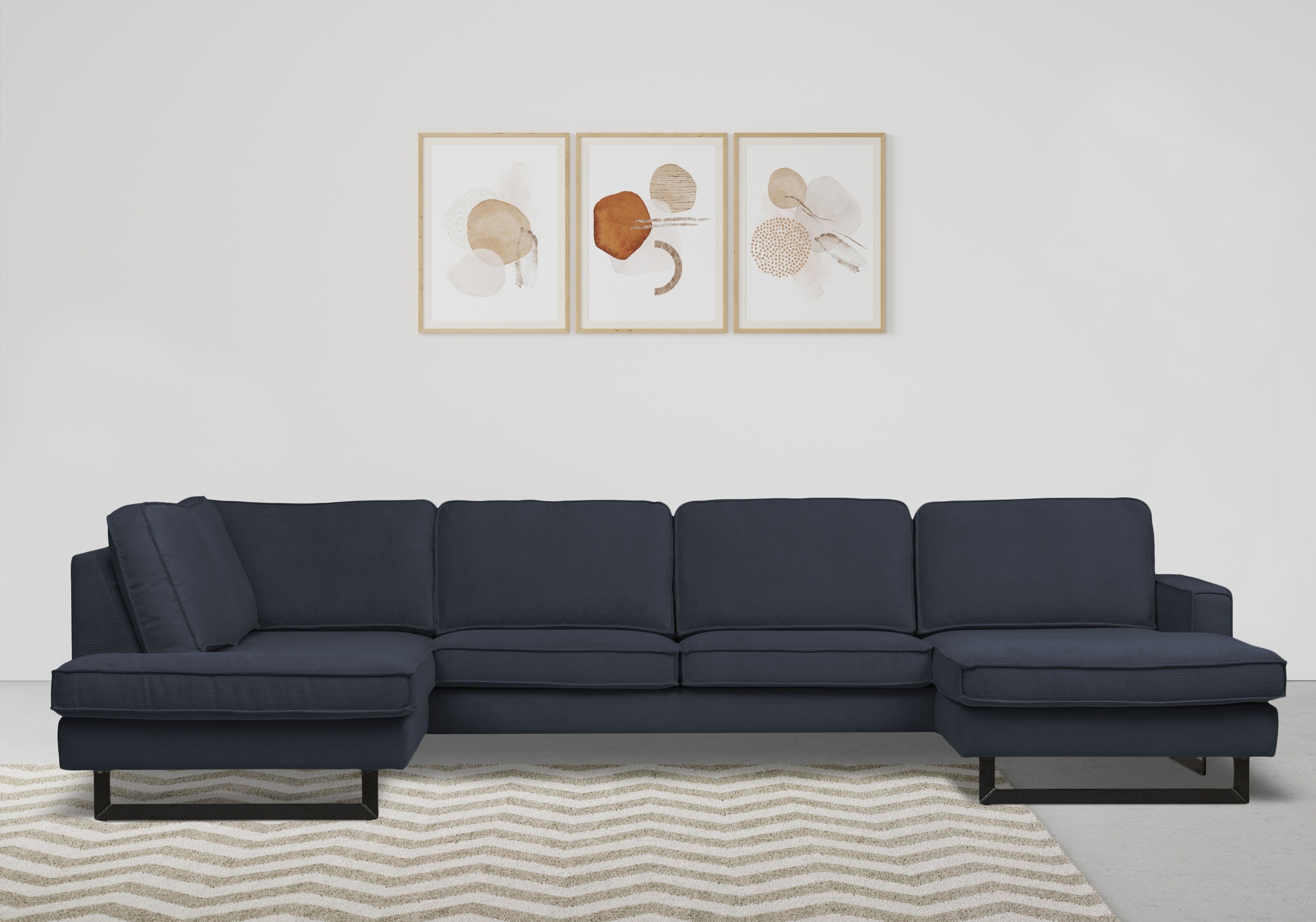 Home affaire Wohnlandschaft "Pinto, 350 cm, U-Form, XXL, mit Ottomanen" Cor günstig online kaufen