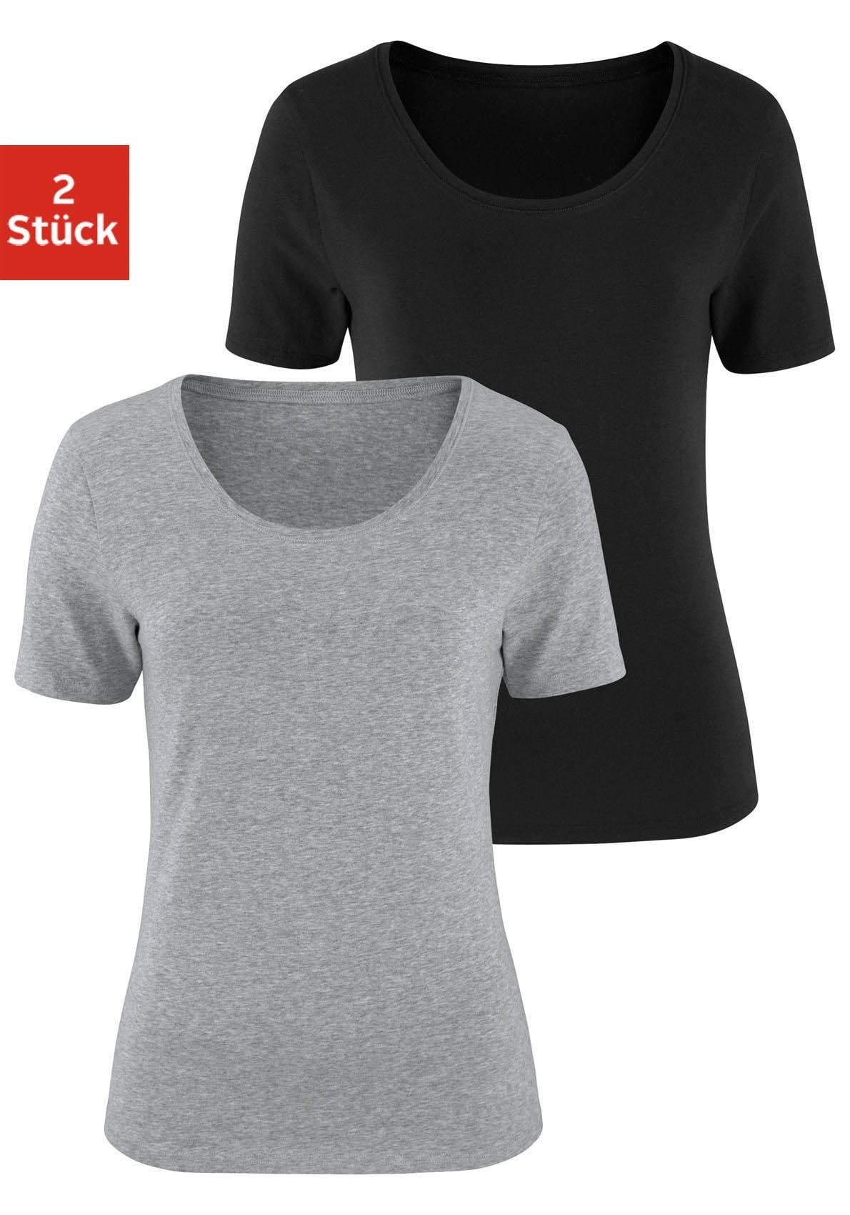 Vivance T-Shirt "aus elastischer Baumwoll-Qualität" 2er-Pack, aus elastischer Baumwoll-Qualität, sommerlich leicht